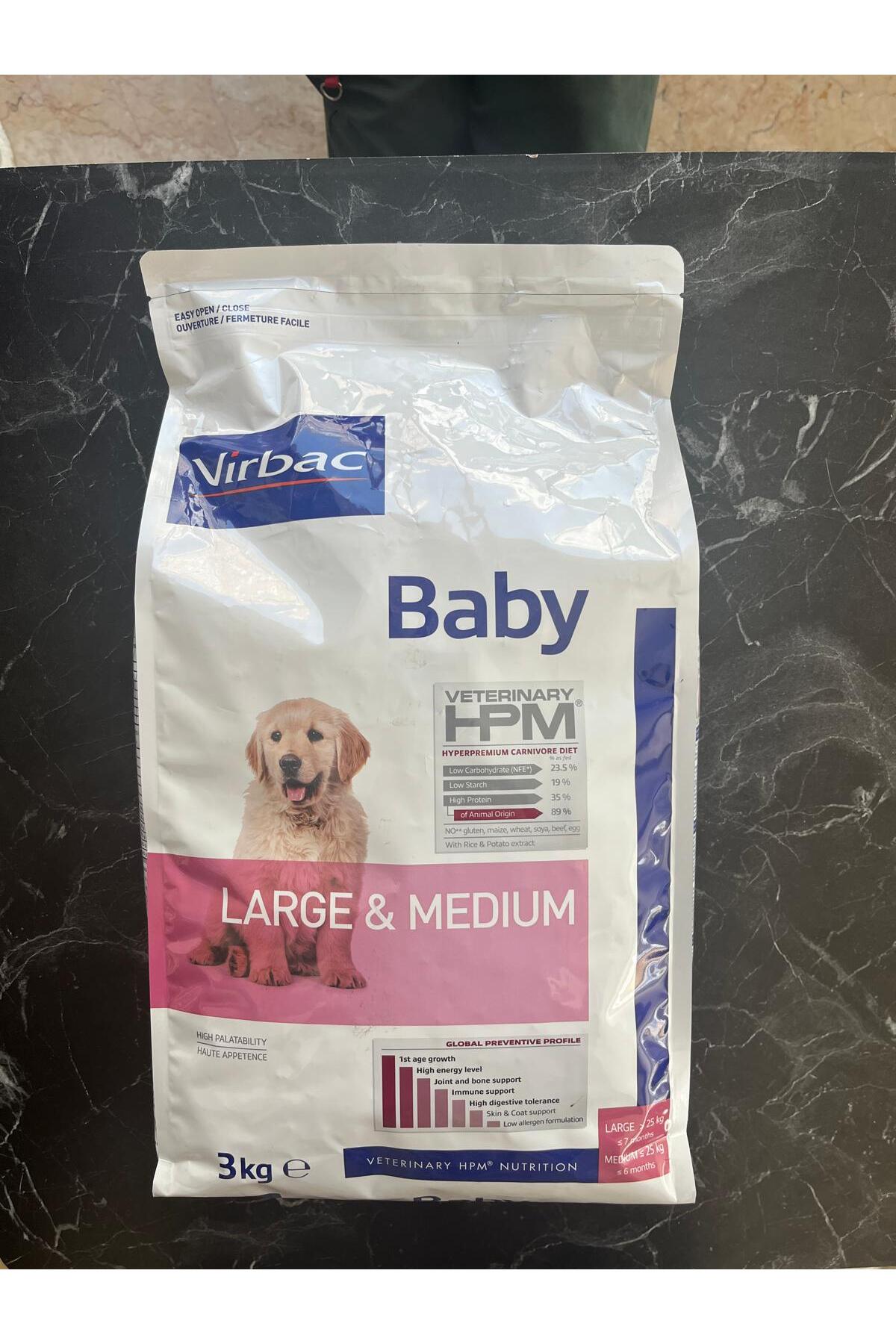 غذای خشک توله‌سگ ویر‌بک Virbac مدل Baby Large & Medium با طعم گوشت خوک، ۳ کیلوگرم