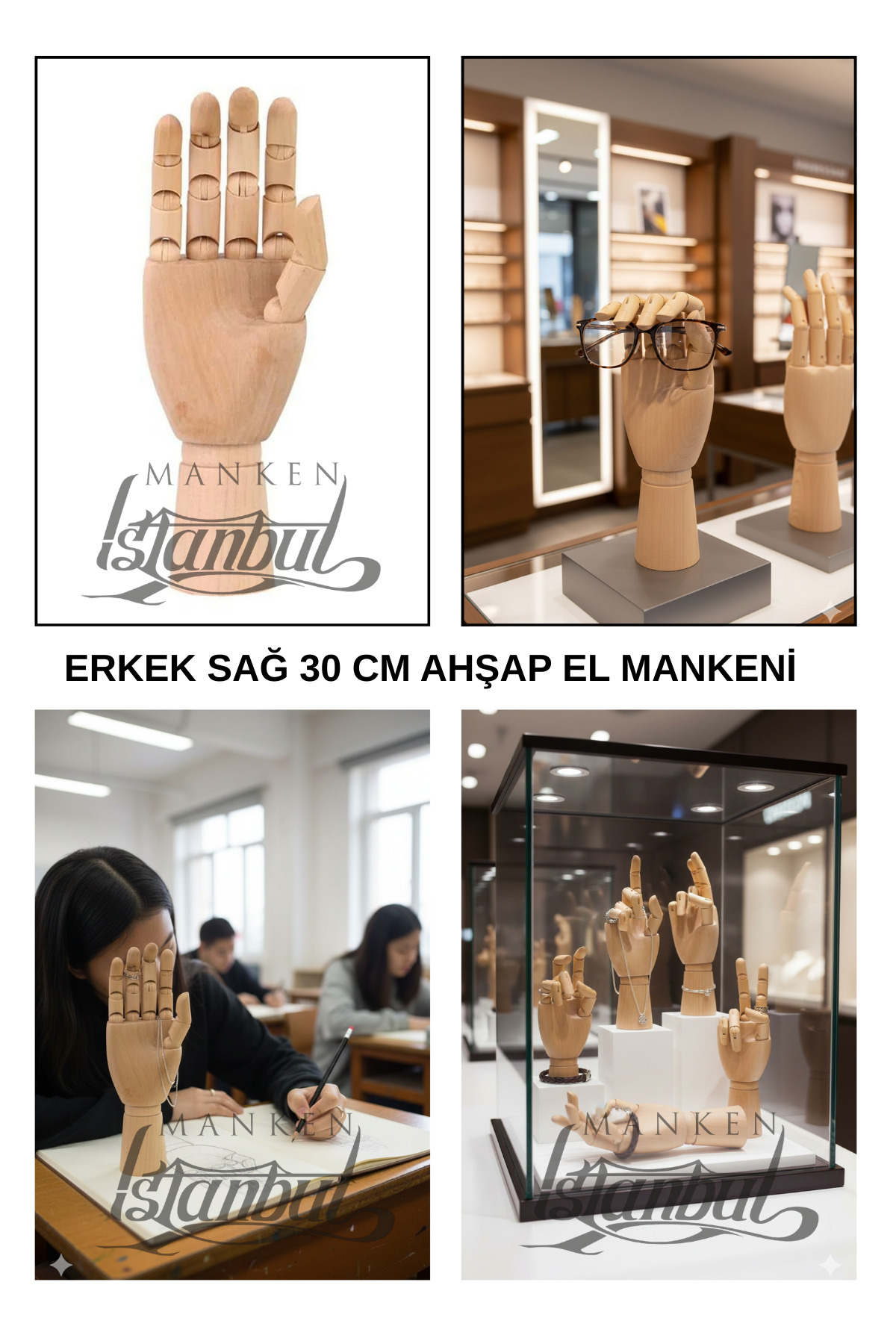 فیگور مانکن دست راست چوبی 30 سانتی متری برای طراحی های حرفه ای از ترکیه Manken İstanbul