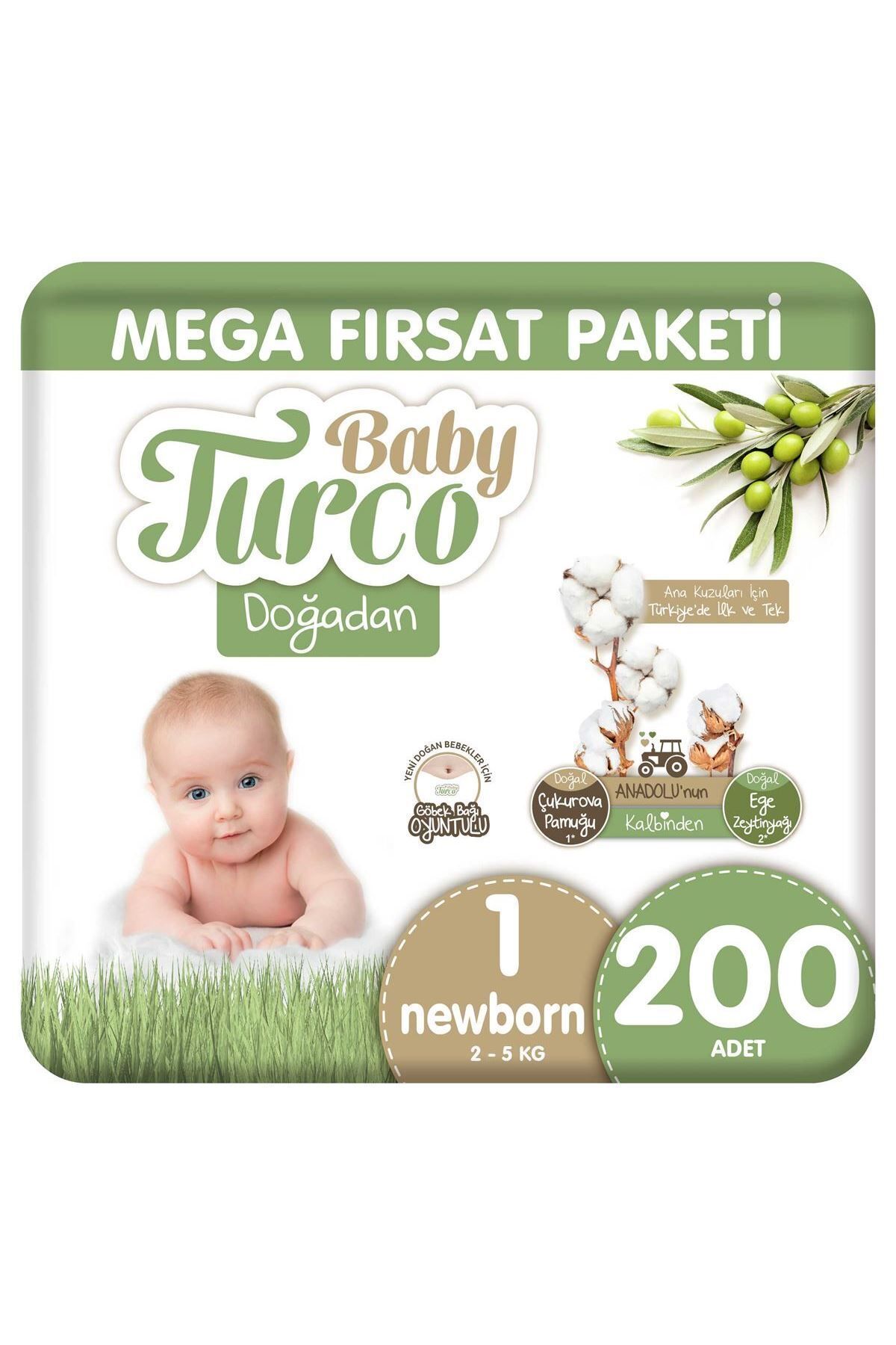 پوشک بچه پکیج دوغادان مگا فرصت شماره 1 نوزاد 200 عدد اورجینال Baby Turco