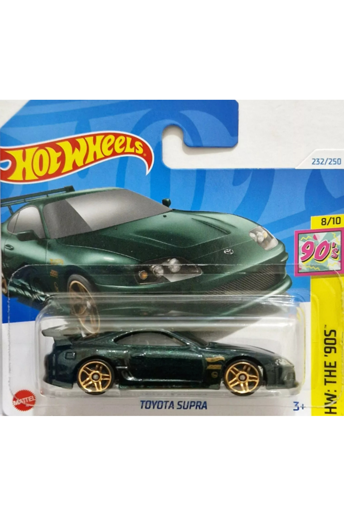ماشین اسباب بازی 2024 یک اتومبیل تک SUPRA GREEN GOLD COLOR RIM هات ویلز اورجینال HOT WHEELS