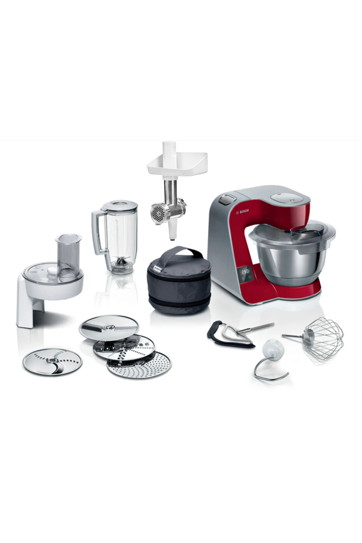 میکسر و ست ماشین آشپزخانه چند منظوره یکپارچه MUM5 با اتصال مخلوط کن خردکن صاف اورجینال Bosch