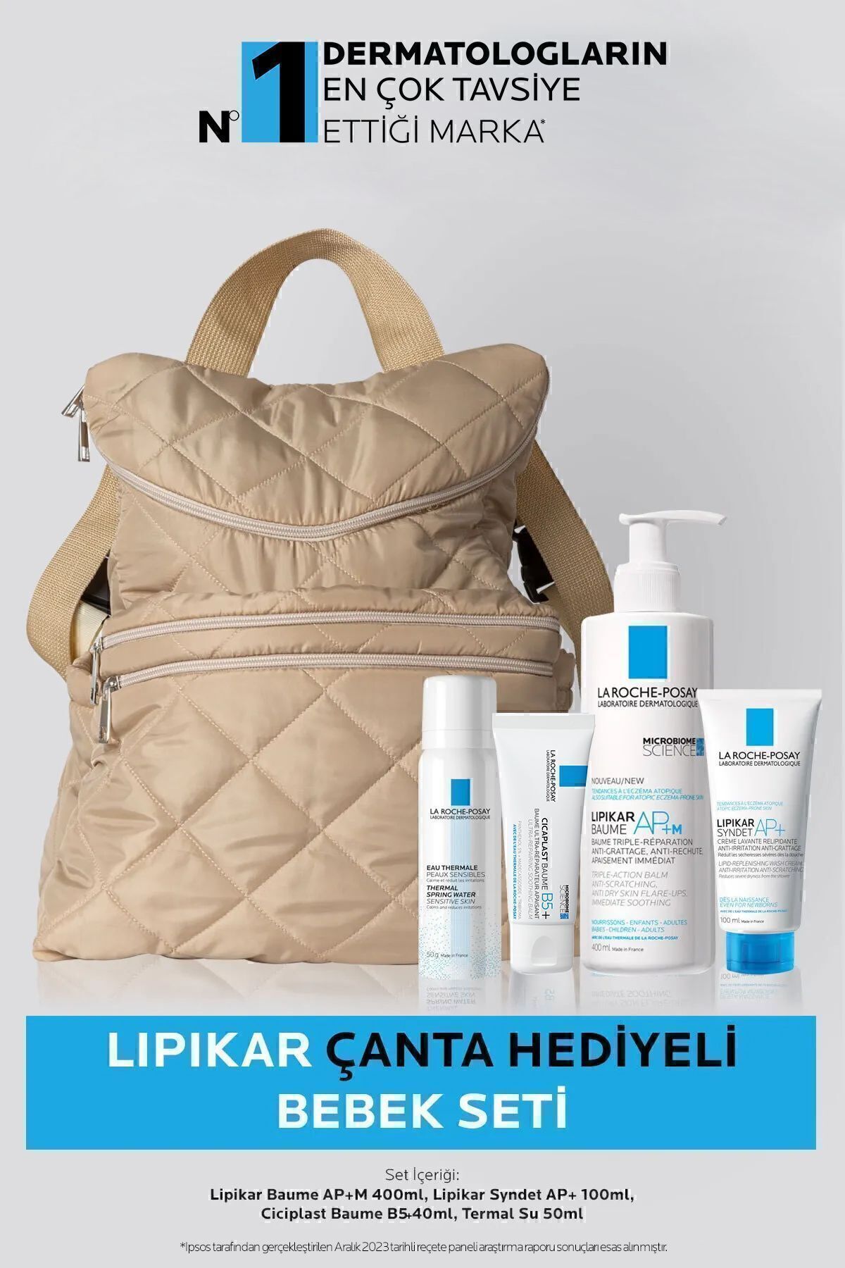 ست مراقبت کودک پسرانه و دخترانه بچگانه مجموعه از پوست لیپیکار: CICAPLAST BAUME B5 &amp; SYNDET AP+&amp; AP+M THERMAL WATER BAG La Roche Posay