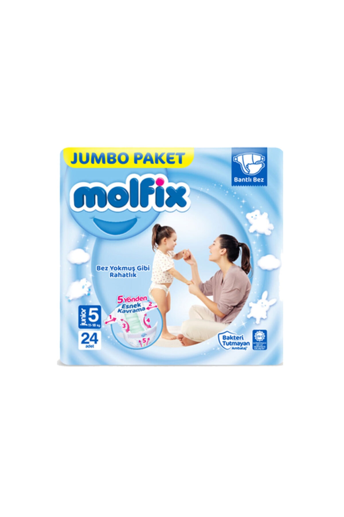 پوشک بچه جامبو بسته سایز 5 11 18 کیلوگرمی 24 عدد X 4 اورجینال Molfix