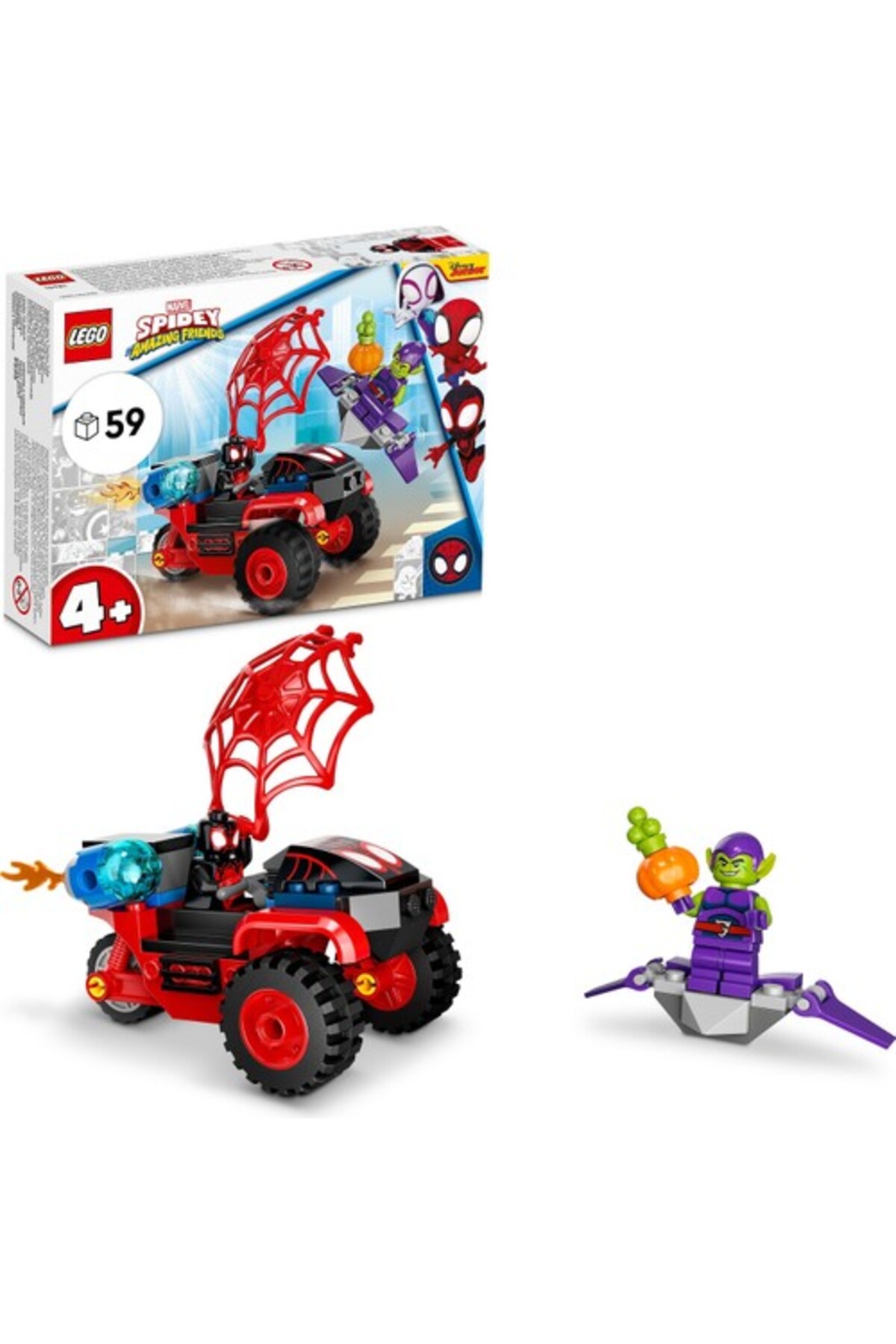 LEGO لگو ست ساختمان اسباب بازی مارول مایلز مارول مایلز: موتورسیکلت تکنو اسپایدرمن 10781 (59 قطعه)