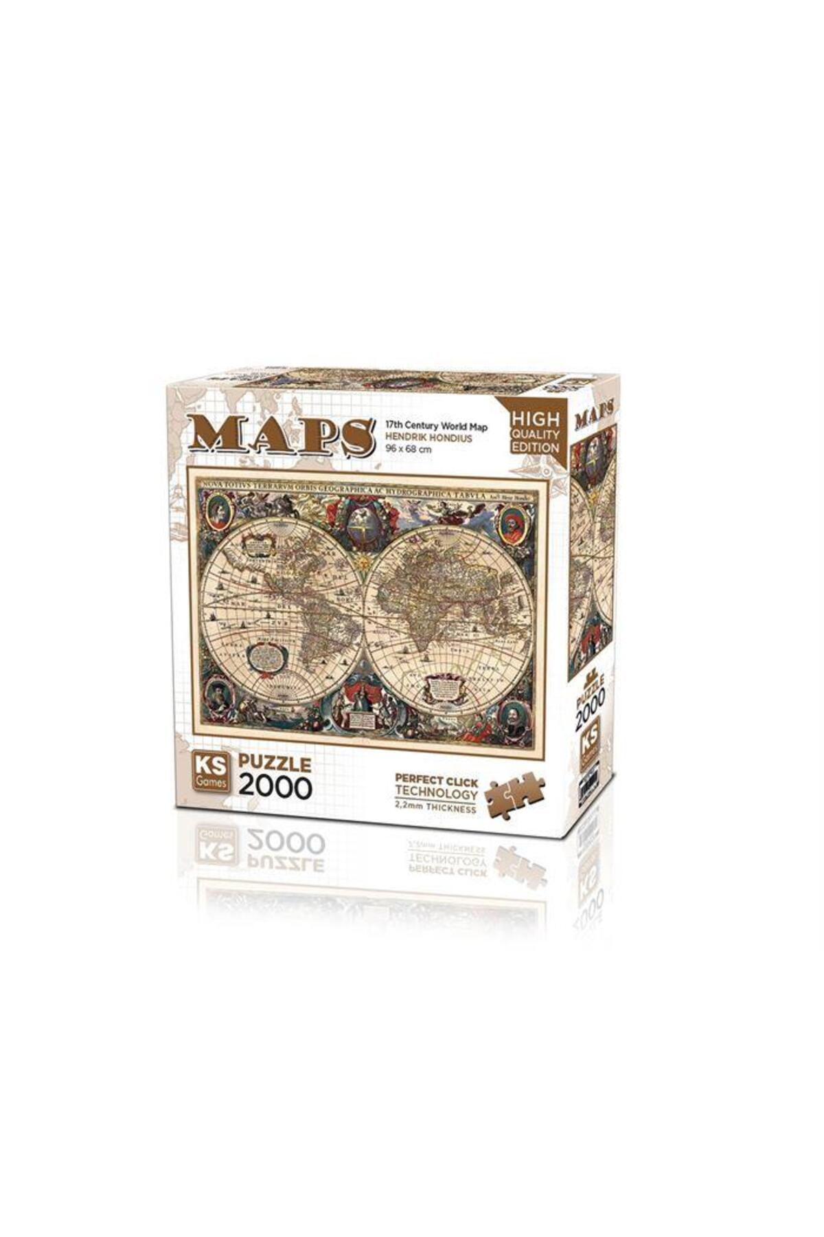 پازل HENDRIK HONDIUS VINTAGE WORLD MAP PUZZLE 2000 قطعات اورجینال Ks Games