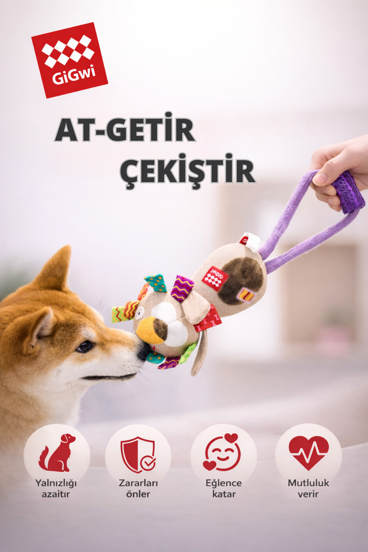 اسباب‌بازی سگ گیگ‌وی Gigwi مدل 6196، شیر پولیشی صدادار سری Plush Friendz قهوه‌ای