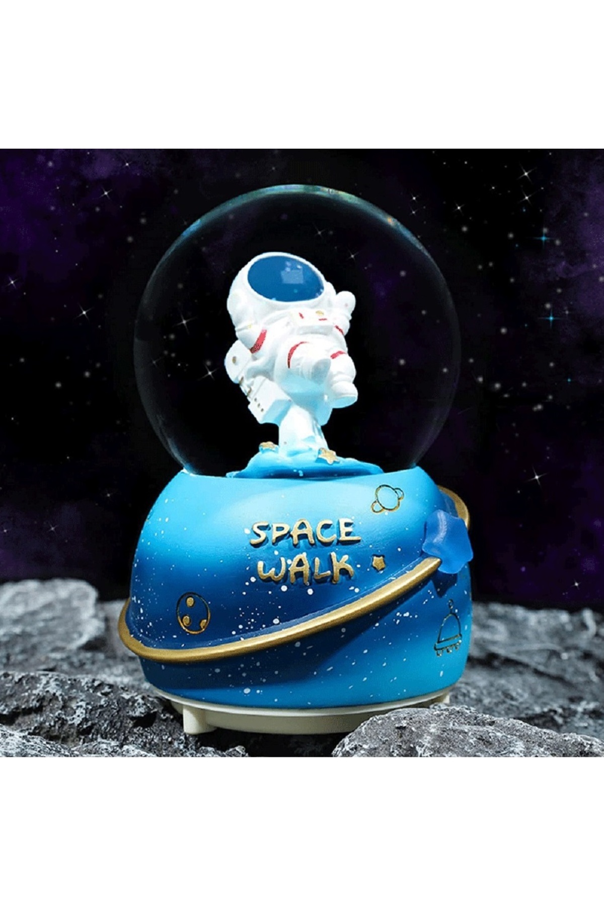 گوی برفی ASTRONAUT SNOW GLOBE روشن موزیکال اسپری شده آبی 16X12 از ترکیه Livava