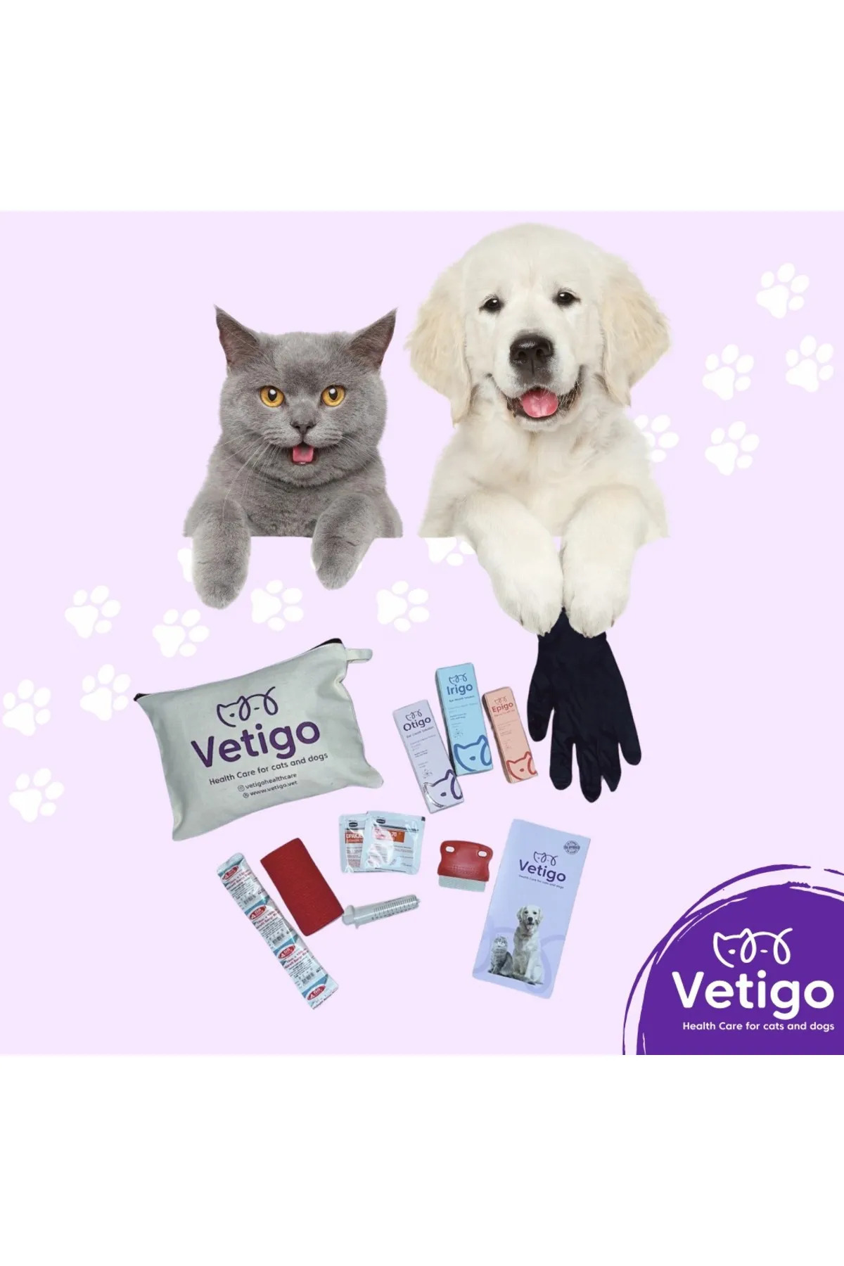 کیت کمک‌های اولیه و سفر وتیگو Vetigo برای رسیدگی به گوش، چشم و پوست گربه و سگ