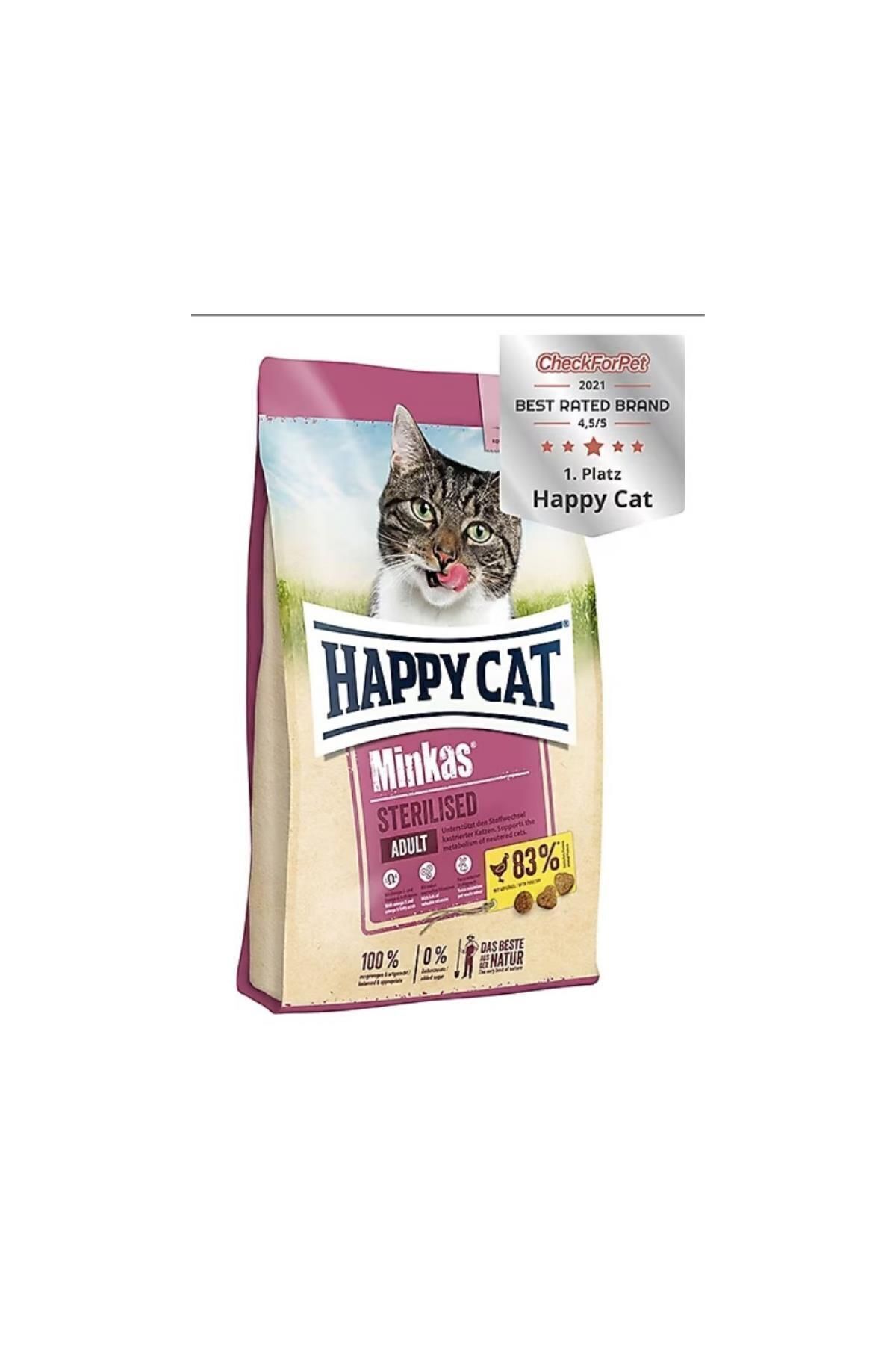 غذای خشک گربه هپی کت Happy Cat Minkas مرغی، عقیم‌شده، ۱۰ کیلوگرم