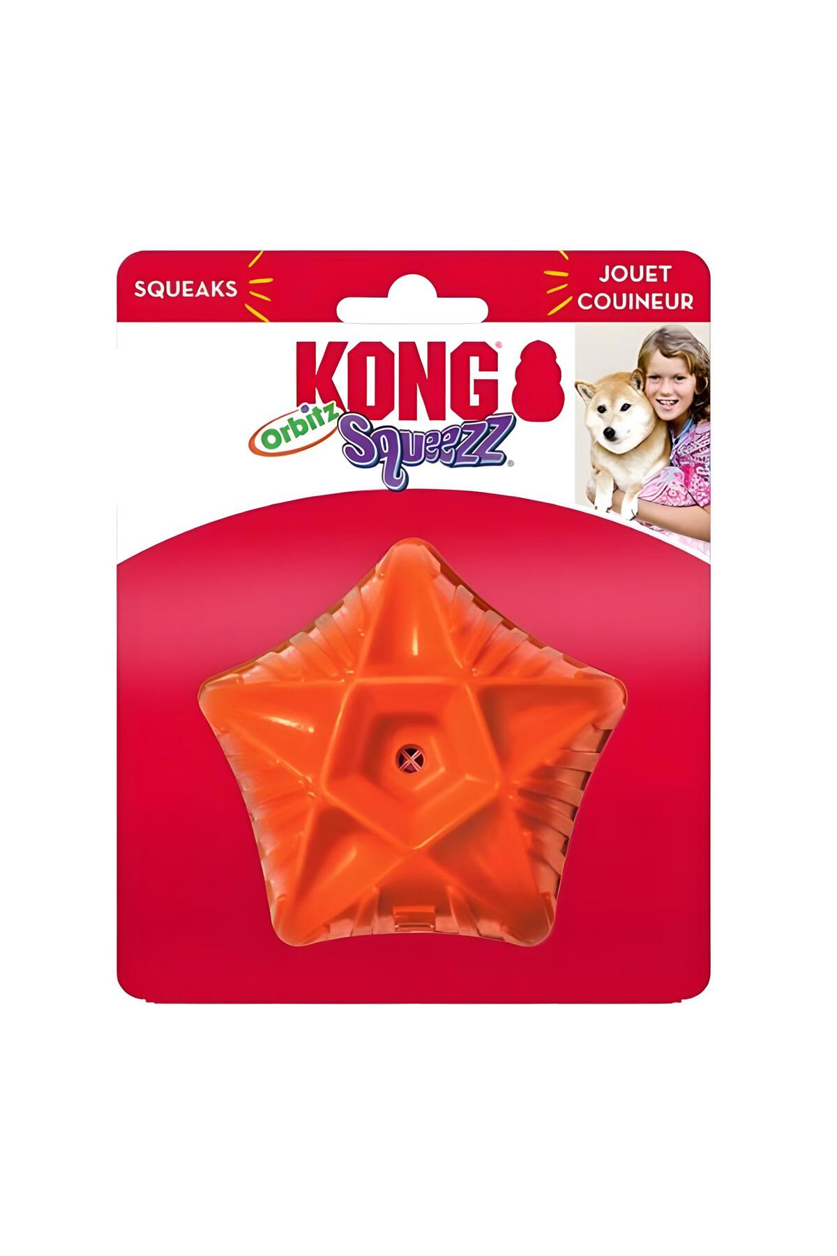 اسباب‌بازی توپ‌شکل صدادار سگ کنگ Kong، سری Squeezz Orbitz، سایز M/L