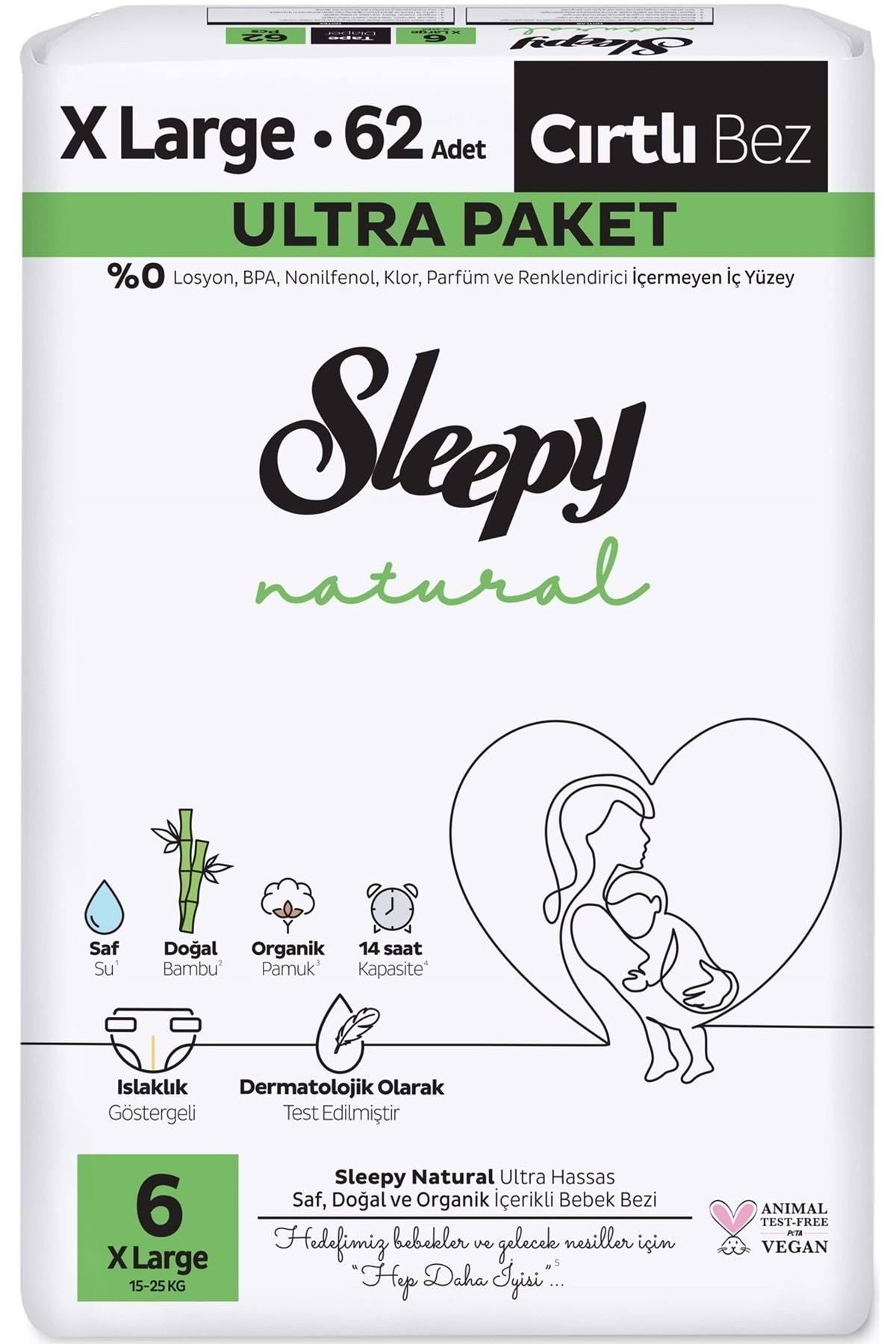 پوشک بچه اندازه طبیعی: 6 15 25 کیلوگرم بسیار بزرگ 124 تکه اقتصادی ULTRA PK اورجینال Sleepy