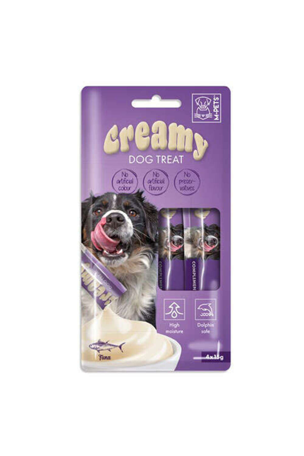 خوراک مکمل و تشویقی سگ ام‌پتس M-PETS Creamy با طعم ماهی، ۴×۱۵ گرم