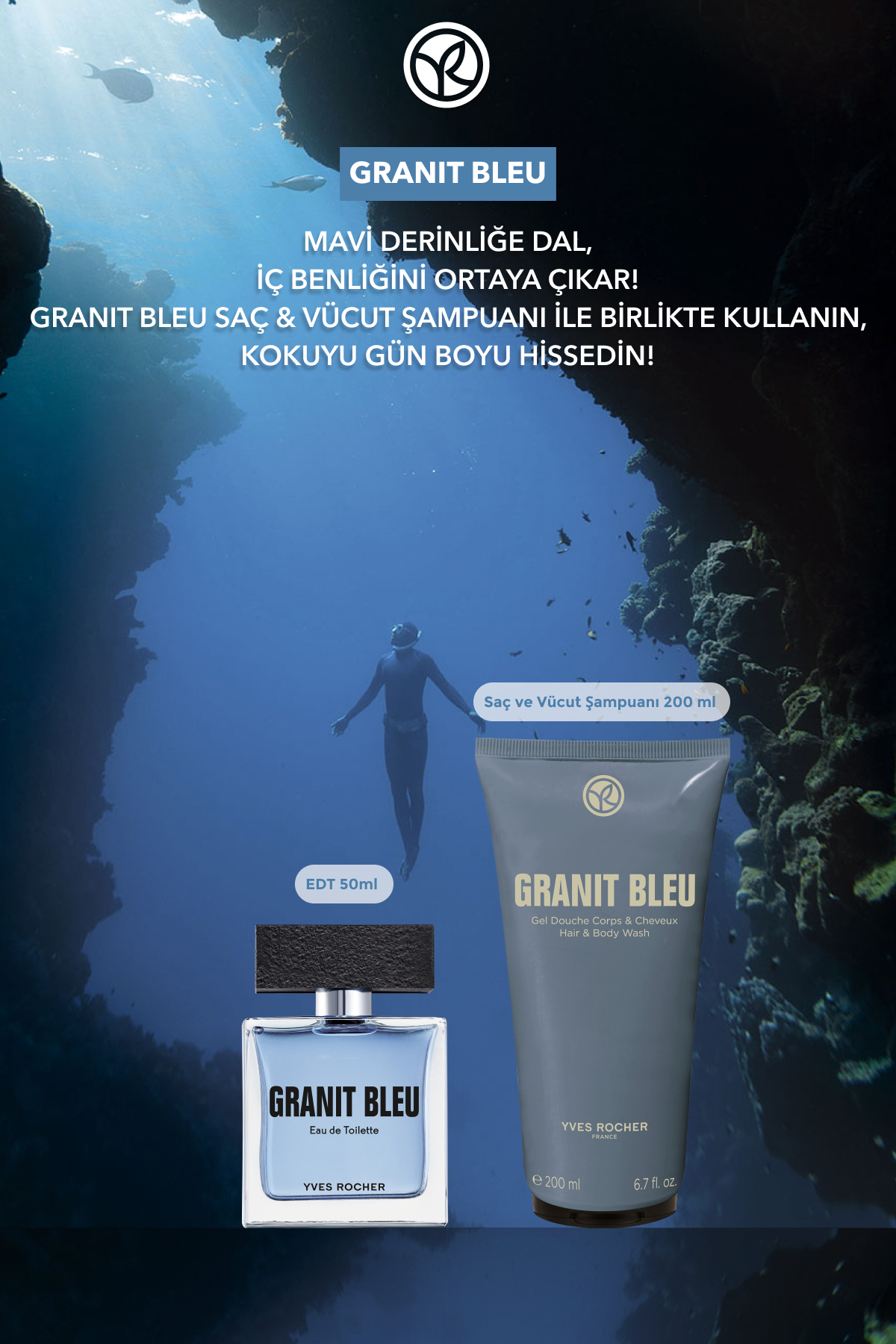 عطر مردانه گرانیت آبی ادوتویلت 50 میل 17918 Yves Rocher