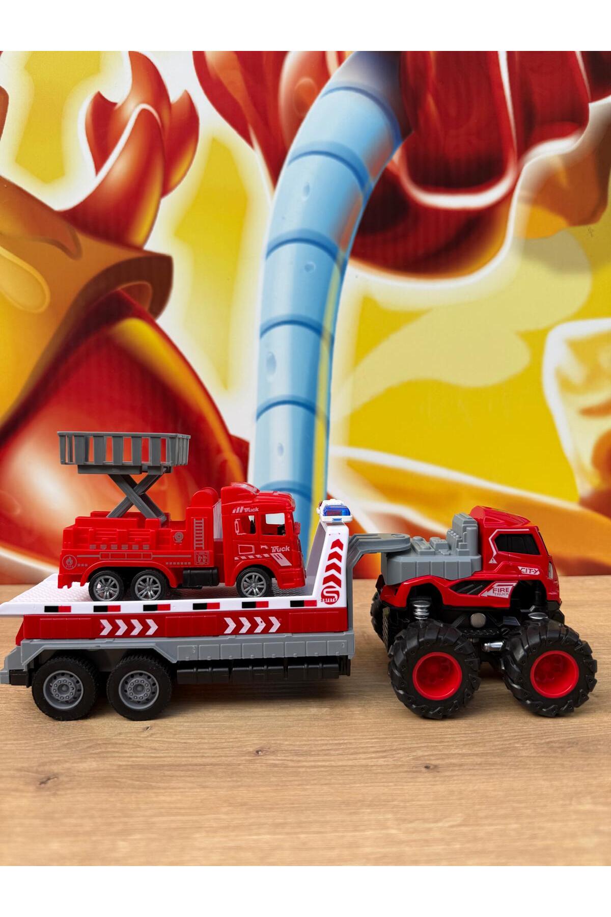 ماشین اسباب بازی مجموعه آتش نشانی 4X4 اصطکاکی دایکاست scntoys