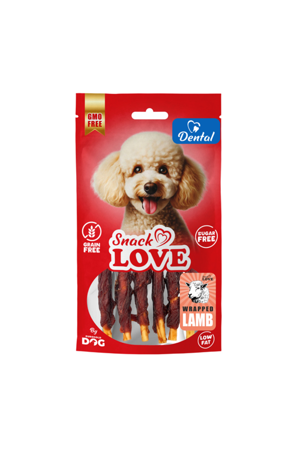 تشویقی سگ یوروداگ Eurodog، سری Snack Love، چوب پیچ‌خورده با گوشت بره ۱۰ سانتی‌متری