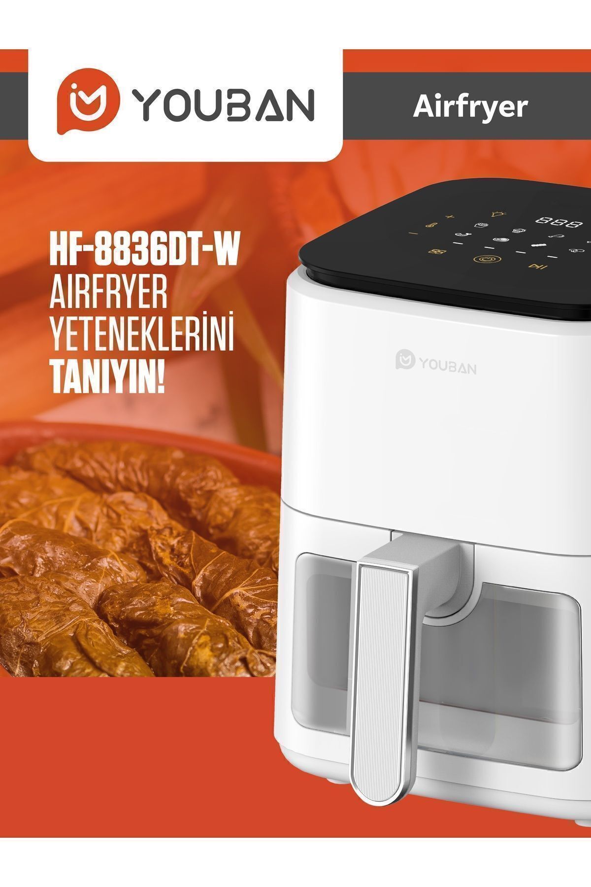 سرخ کن بادی 3.5 لیتری سفید شیشه ای اورجینال Youban