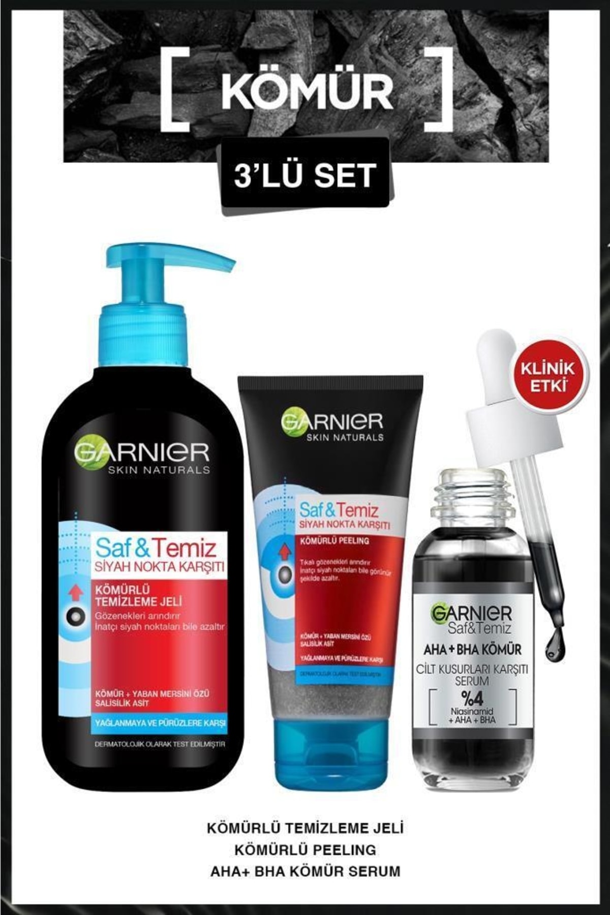 پاک کننده صورت مجموعه مراقبت از پوست اثر ذغال سنگ 3 Garnier