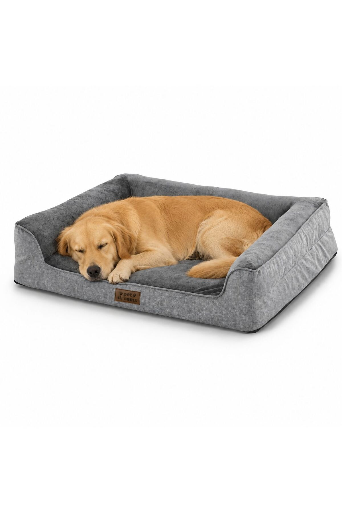 تخت حلقه‌ای گربه و سگ پت دریمز Pet Dreams Astro Lüks، پارچه پولیشی و کف ضدلغزش خاکستری