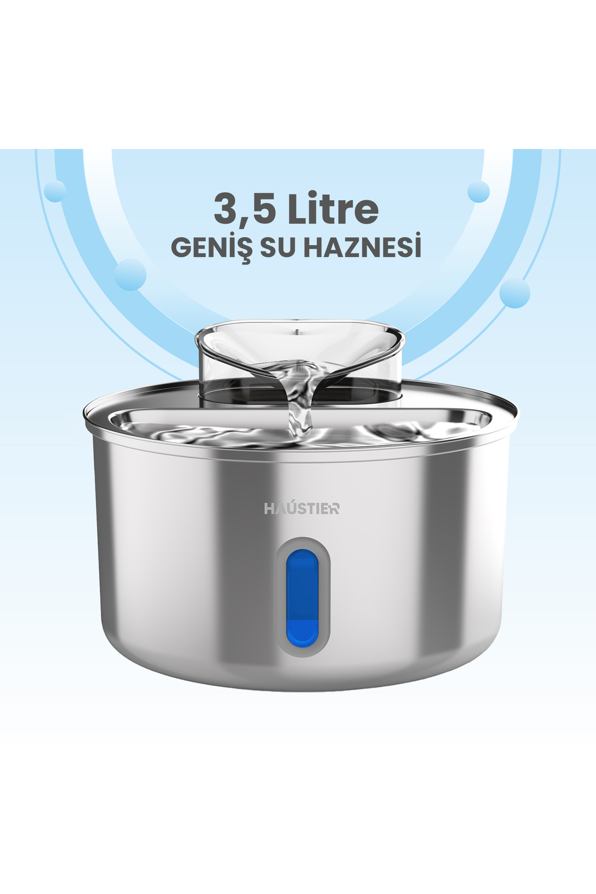 آبخوری فواره‌ای خودکار گربه هاوستیر Haustier مدل HST-WF009L-W، مخزن ۳٫۵ لیتری
