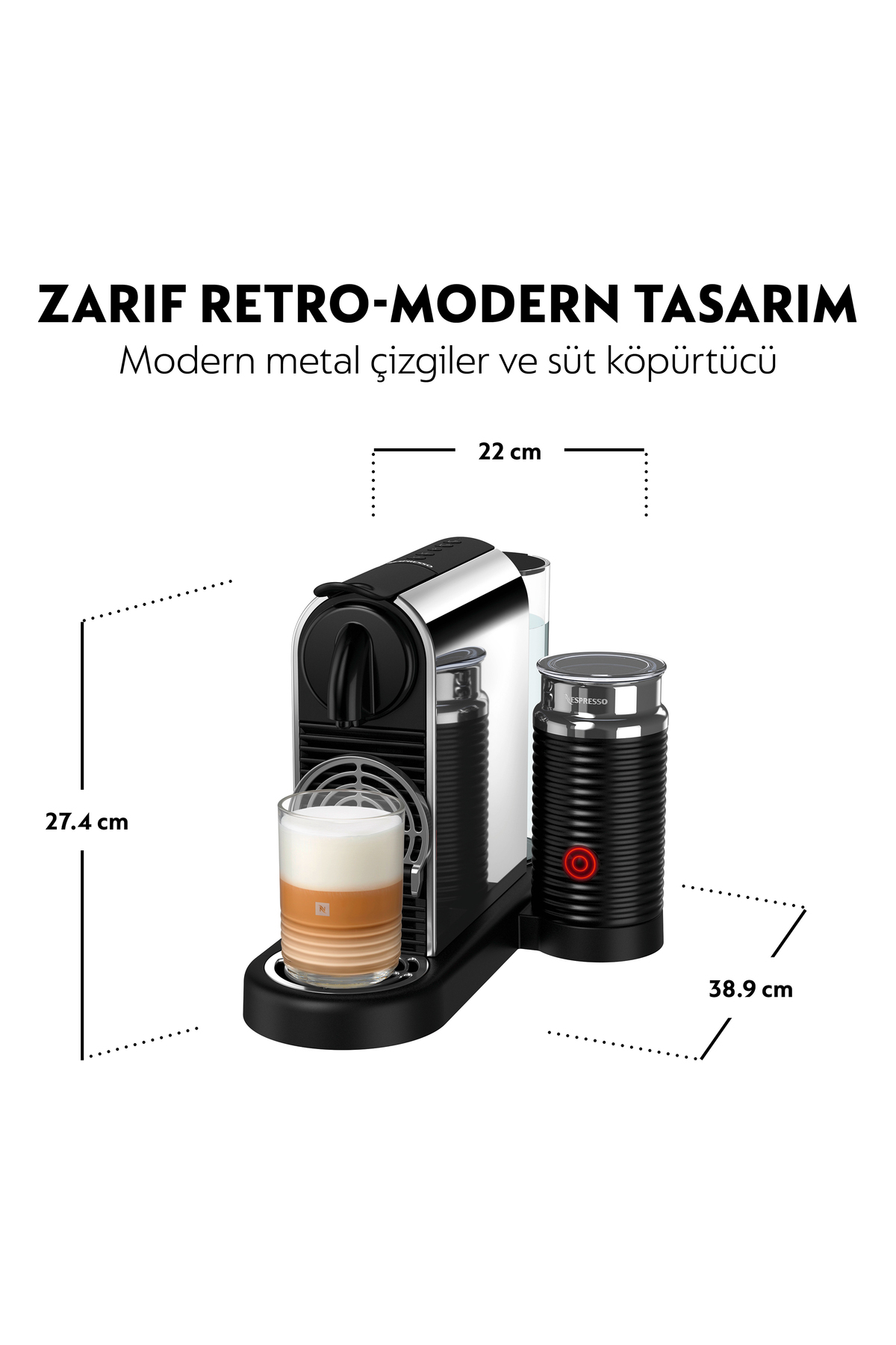 دستگاه اسپرسو و کاپوچینو قهوه ساز D145 CITIZ PLATINUM BUNDLE SPRESSO, TITAN + MILK FROTHER اورجینال Nespresso