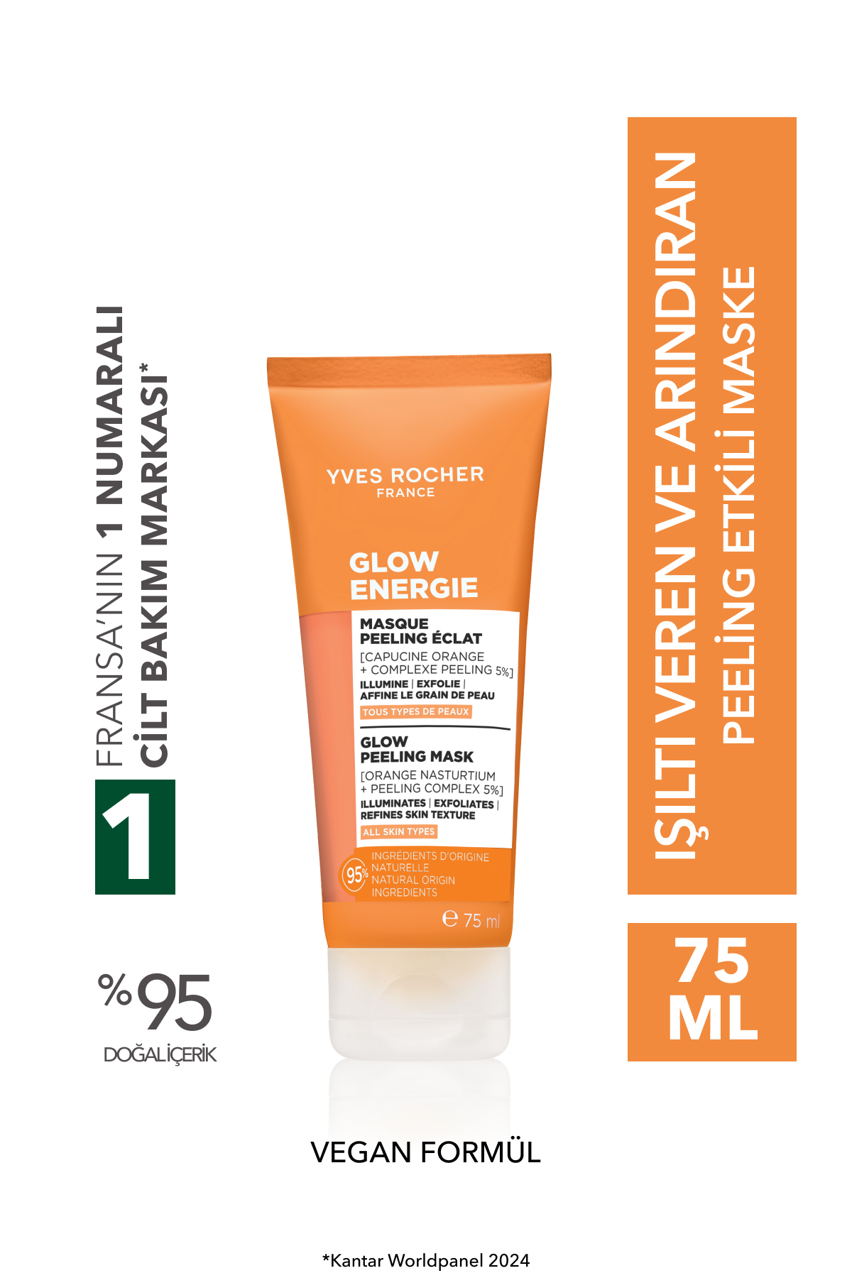 اسکراب صورت ماسک لایه بردار 5% AHA RADIANT ANTIOXIDANT BOTANICAL COMPLEX CARE GLOW ENERGIE Yves Rocher