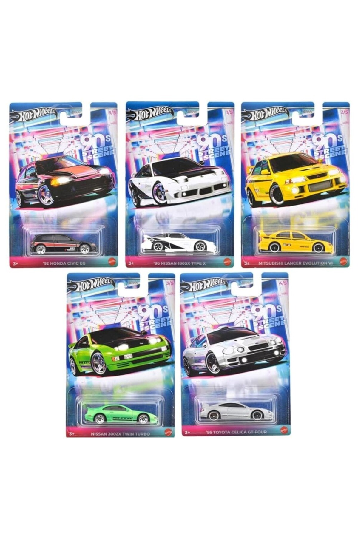 ماشین اسباب بازی مجموعه 5 تایی صحنه خیابانی خودروهای مضمون 90 GDG44 977K از ترکیه HOT WHEELS