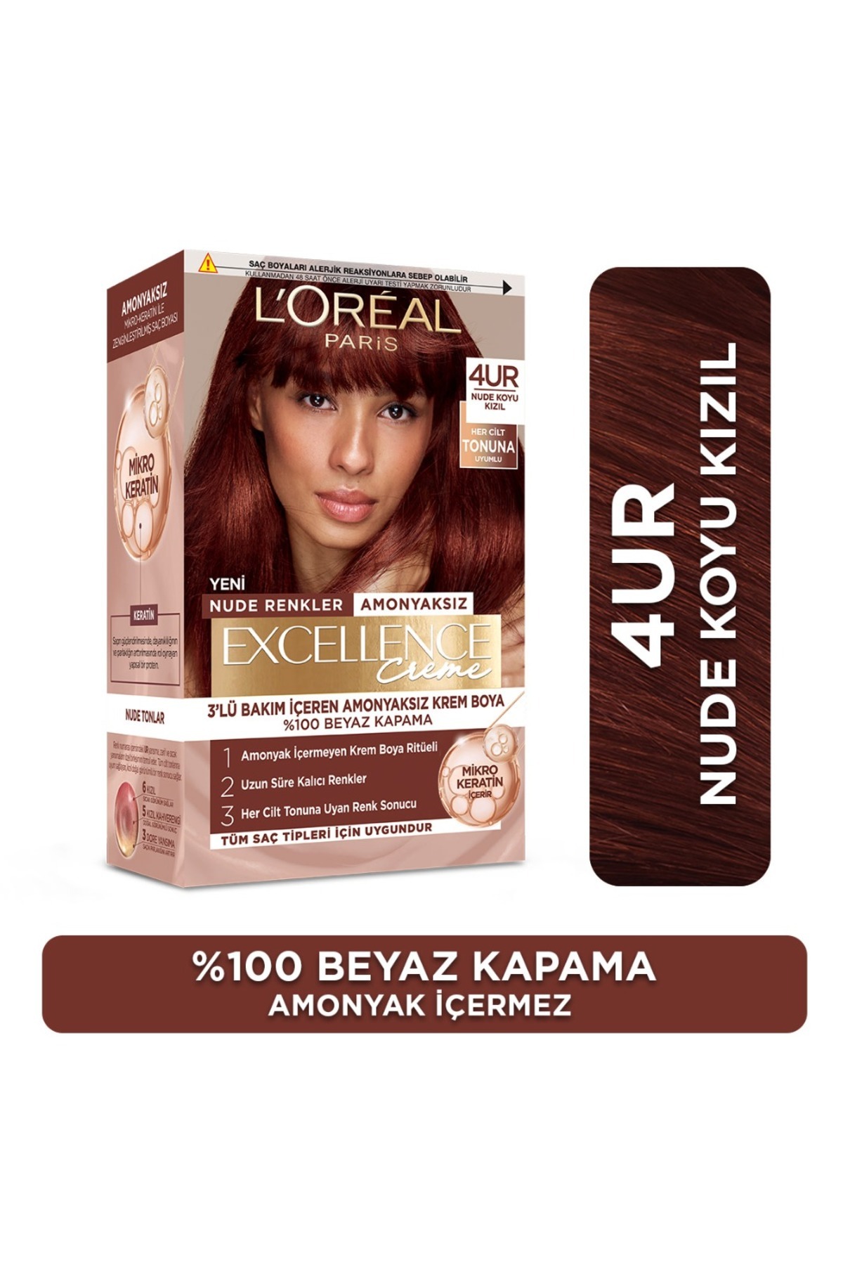 رنگ موی بدون آمونیاک 4UR نود کمرنگ قرمز تیره مناسب برای همه لورآل پاریس L'Oreal Paris