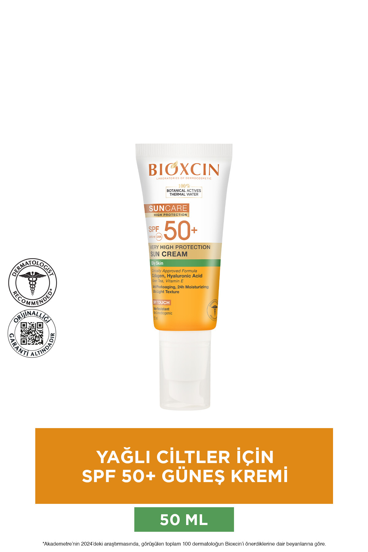 Bioxcin کرم ضدآفتاب پوست چرب با SPF 50+ و حفاظت بالا 50 میلی لیتر کلاژن تاچ خشک