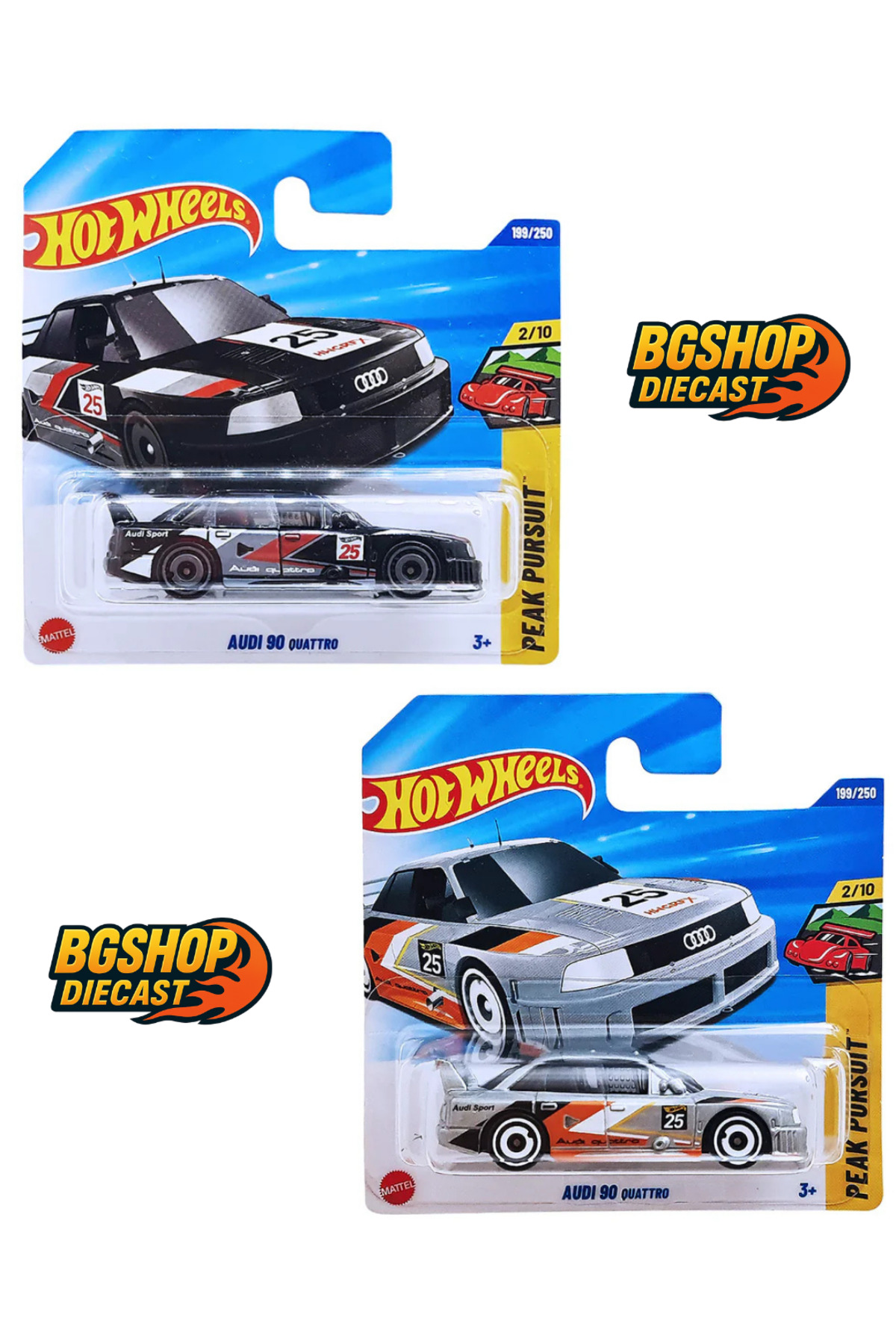 ماشین اسباب بازی آئودی 90 کواترو مشکی و خاکستری ست 2 تایی از ترکیه HOT WHEELS