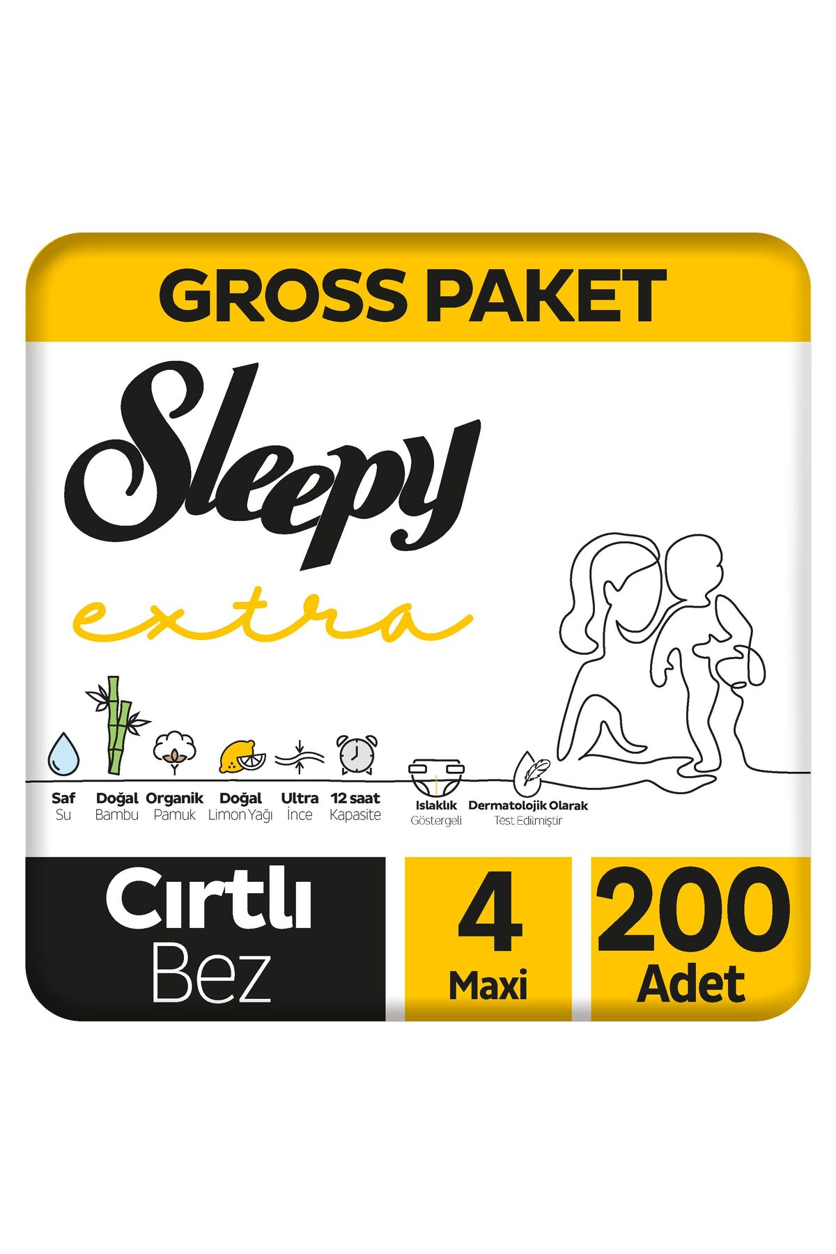 پوشک بچه اضافه فعالیت روزانه بسته ناخالص سایز 4 ماکسی 200 عدد اورجینال Sleepy