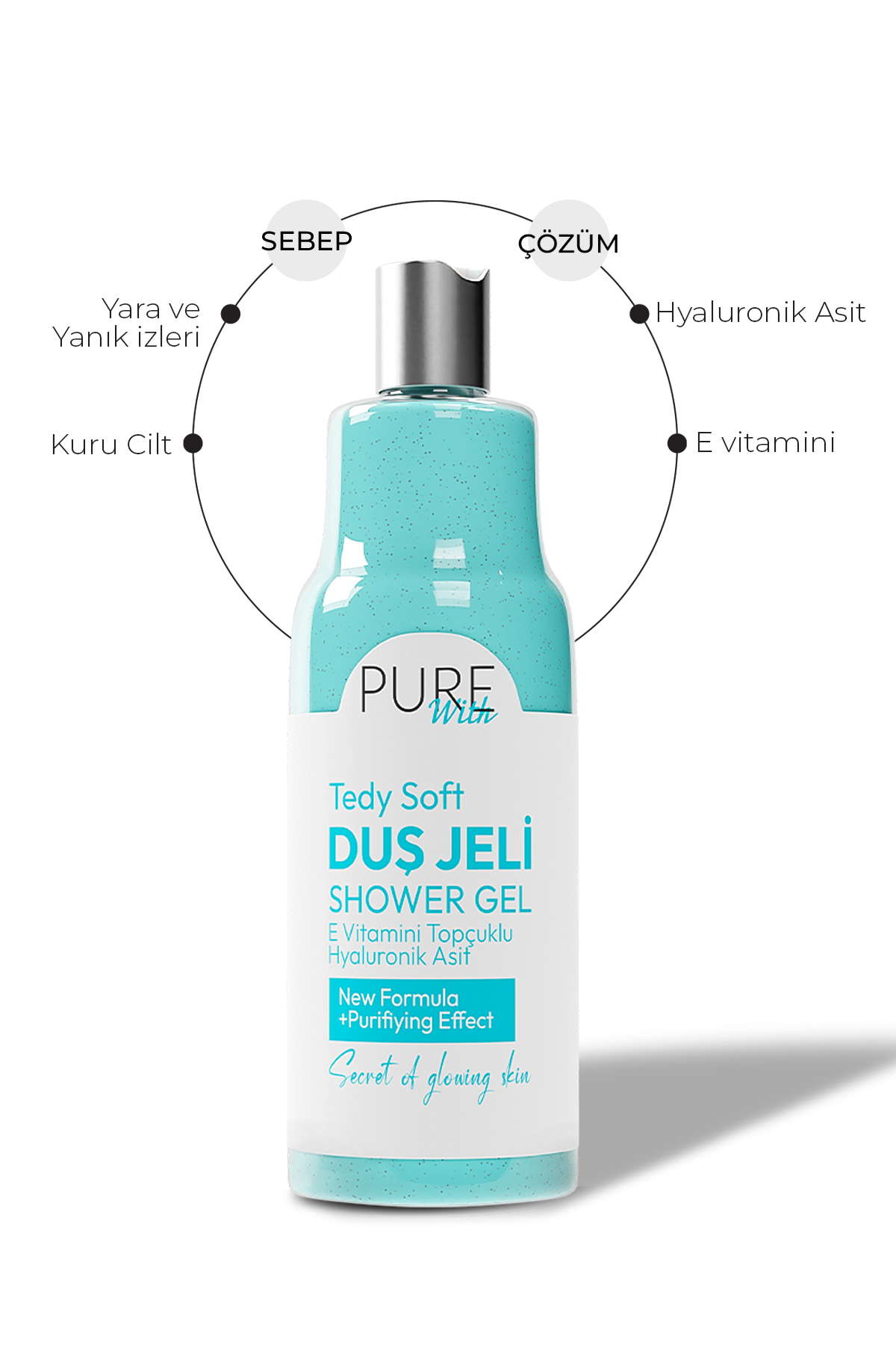ژل دوش مرطوب کننده و کلاژن ساز با رایحه اقیانوس و ویتامین E حجم 400 میلی لیتر Pure With