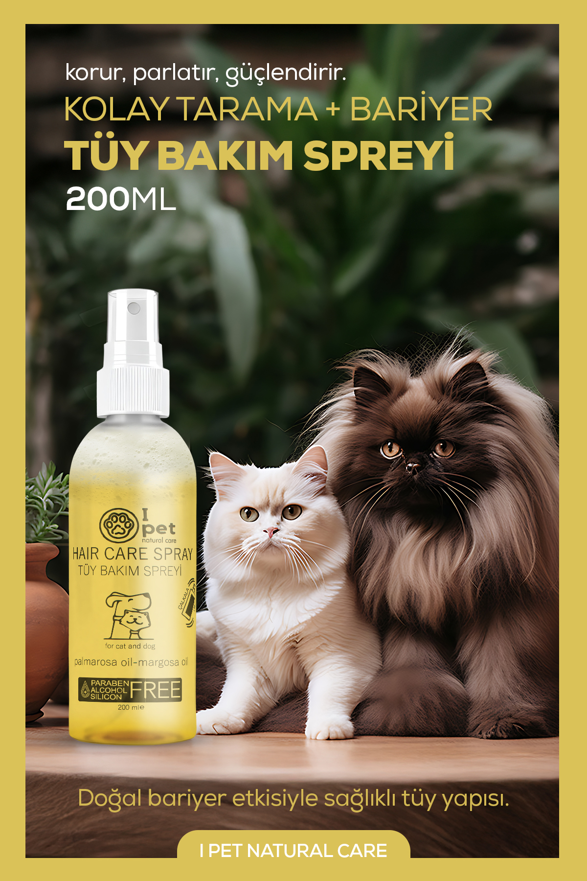اسپری براق‌کننده و تسهیل شانه‌کردن موی سگ و گربه آی پت نچرال کر I PET NATURAL CARE، ۲۰۰ میلی‌لیتر
