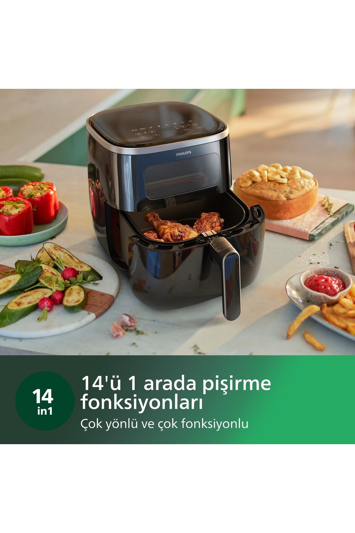 سرخ کن AIRFRYER جدید فیلیپس هوشمند مجاز EVREKALA 14 عملکرد و 5.6 لیتر با پنجره اورجینال Philips