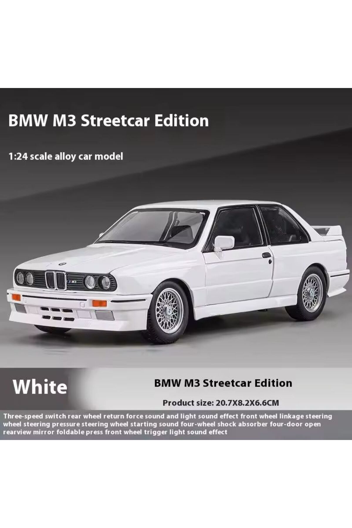 مدل خودرو BMW 3 SERIES M3 سفید E30 1988 درهای بازکننده مقیاس 1:24 DIECAST CAR اورجینال scntoys