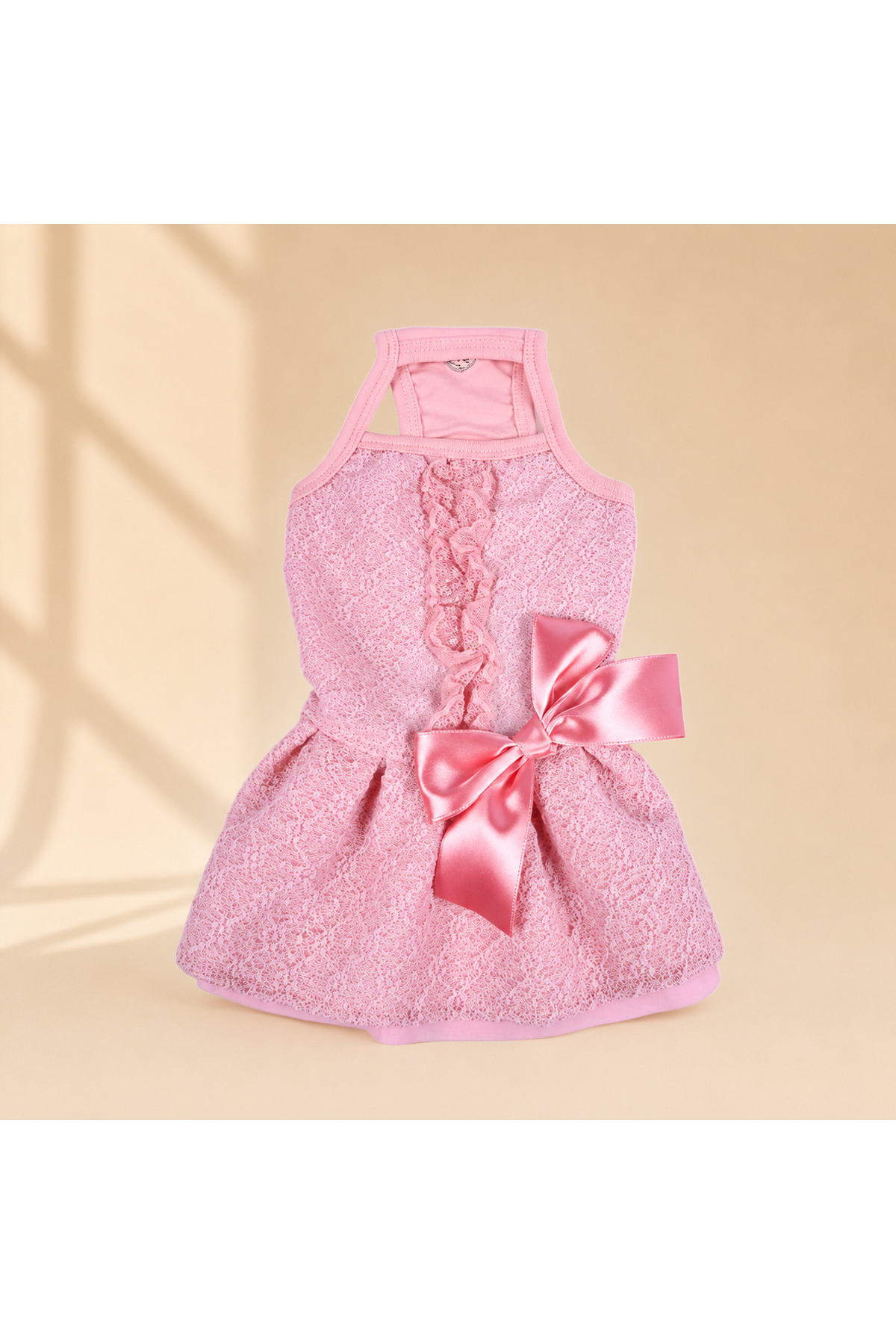 لباس سگ صورتی پینکاهولیک Pinkaholic با پاپیون و دانتل، مدل PH-DRS-PNK-001