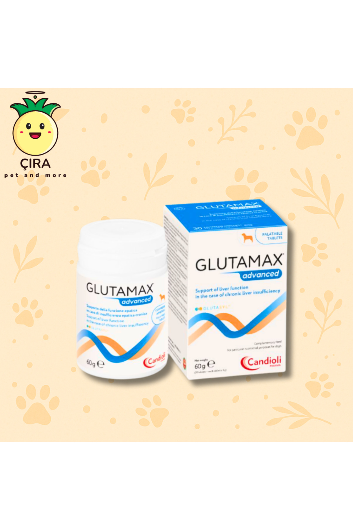 مکمل خوراکی سگ کندیولی Candioli GLUTAMAX ADVANCED همراه محلول VELTRIUM