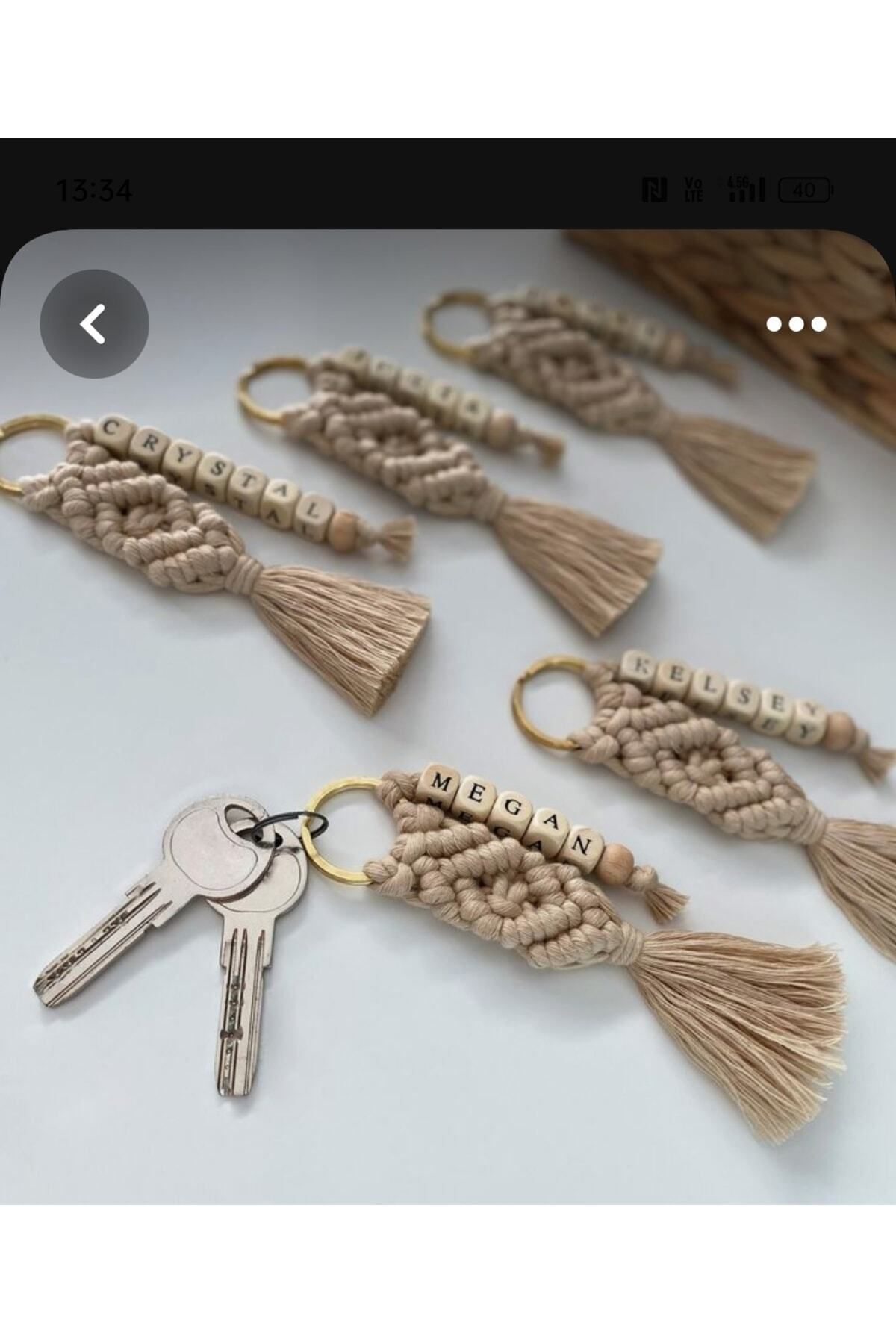 جلیقه کلید جاکلیدی MACRAME برچسب نام شخصی هدیه Sude Design