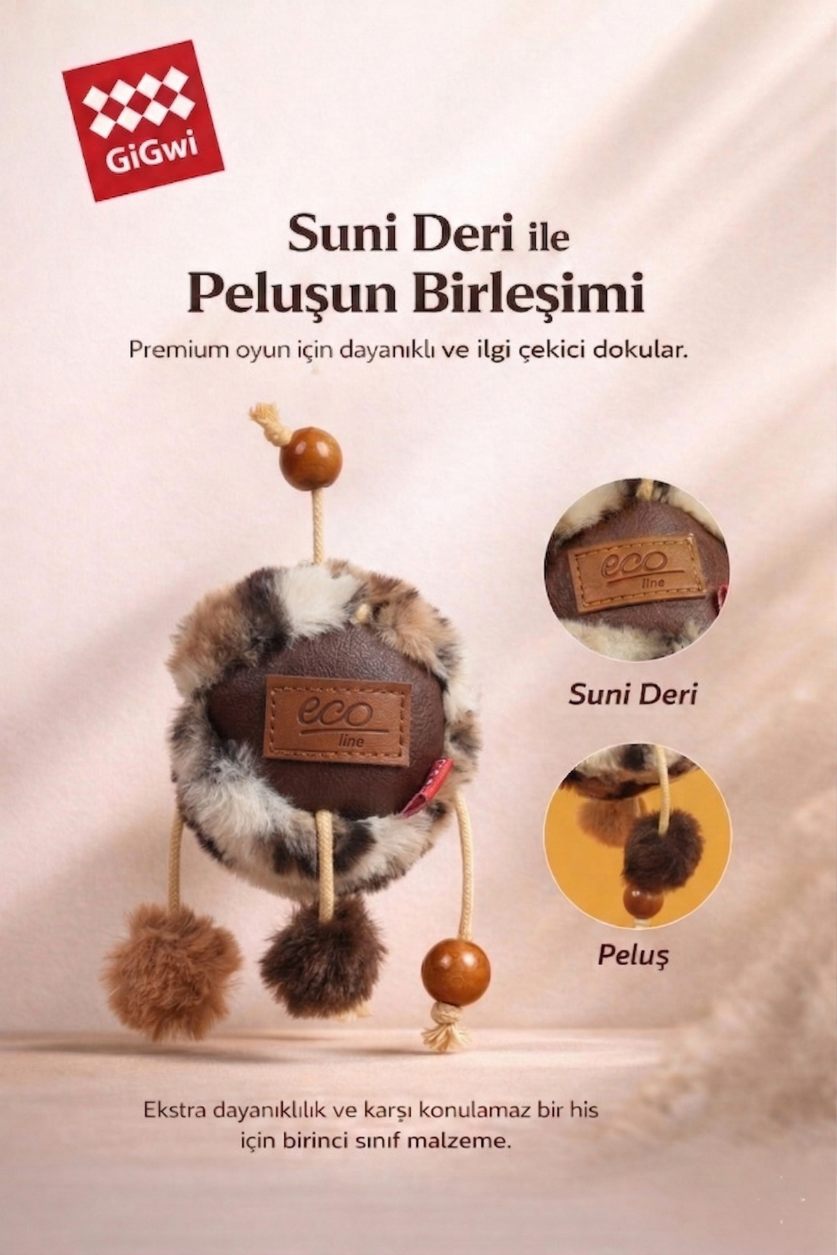 اسباب‌بازی توپ گربه حاوی کت‌نیپ Catch & Scratch Eco Line Ball، گیوی Gigwi مدل 9712، قهوه‌ای