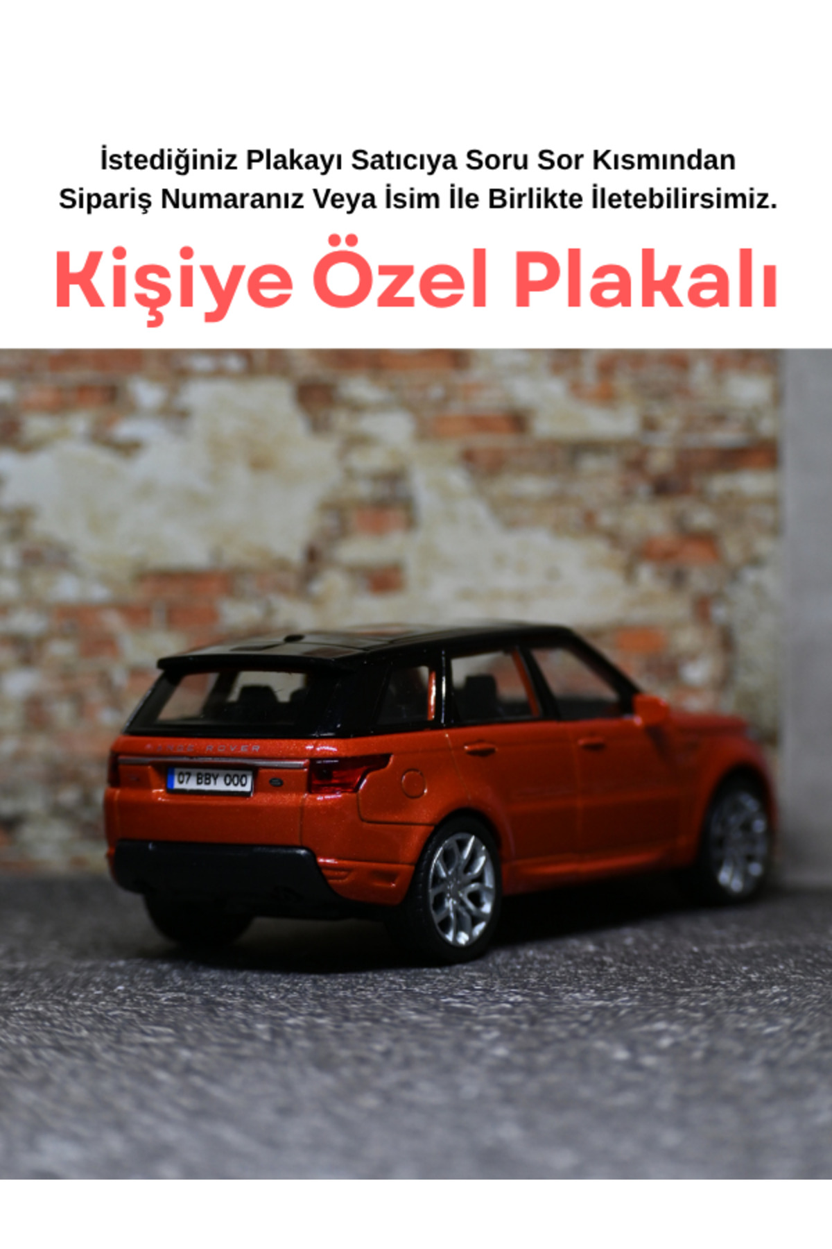 مدل خودرو ماشین اسباب بازی فلزی RANGE ROVER SPORT با پلاک شخصی شده نارنجی از ترکیه bebeym