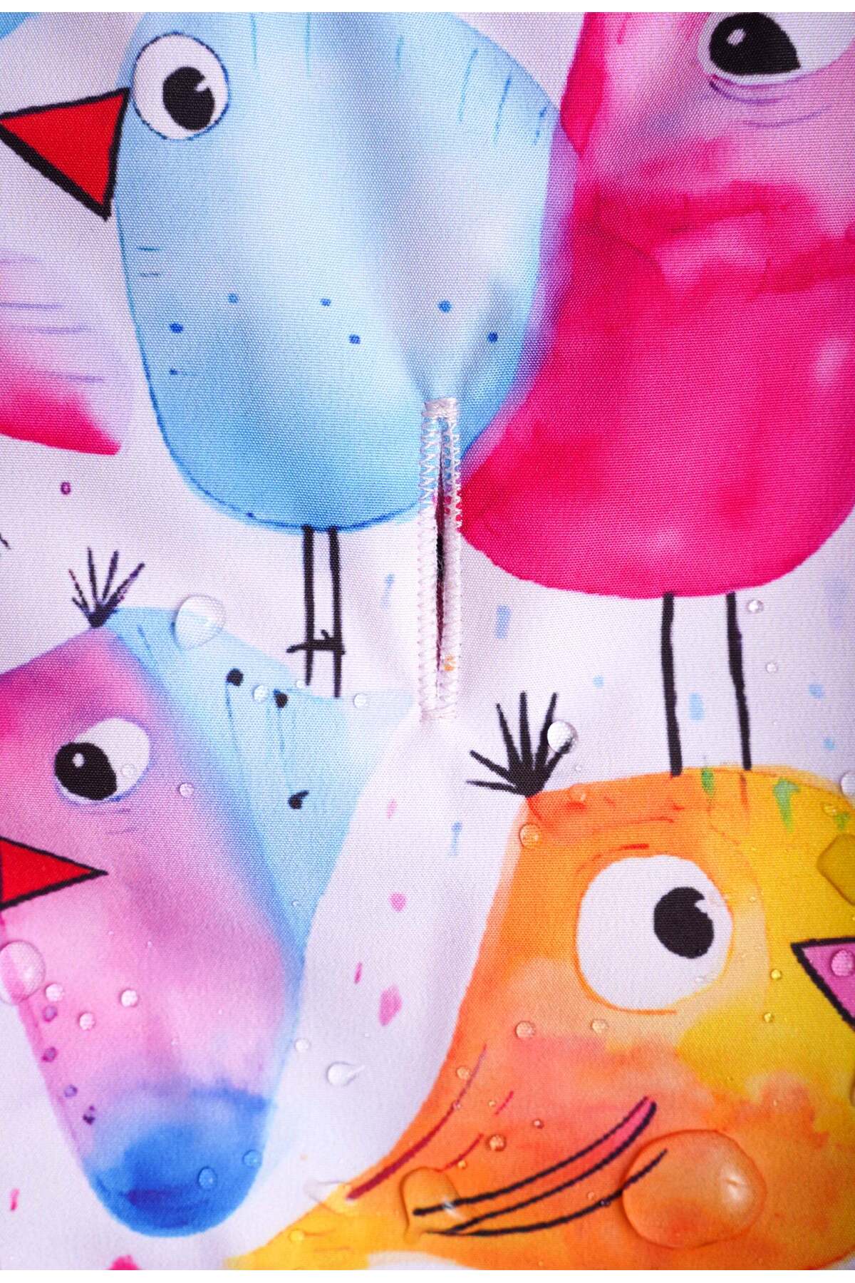 بارانی پانچویی سگ فورامور fouramour، طرح Colorful Funny Birds، آستر پلار، مدل UPCFB10010 صورتی