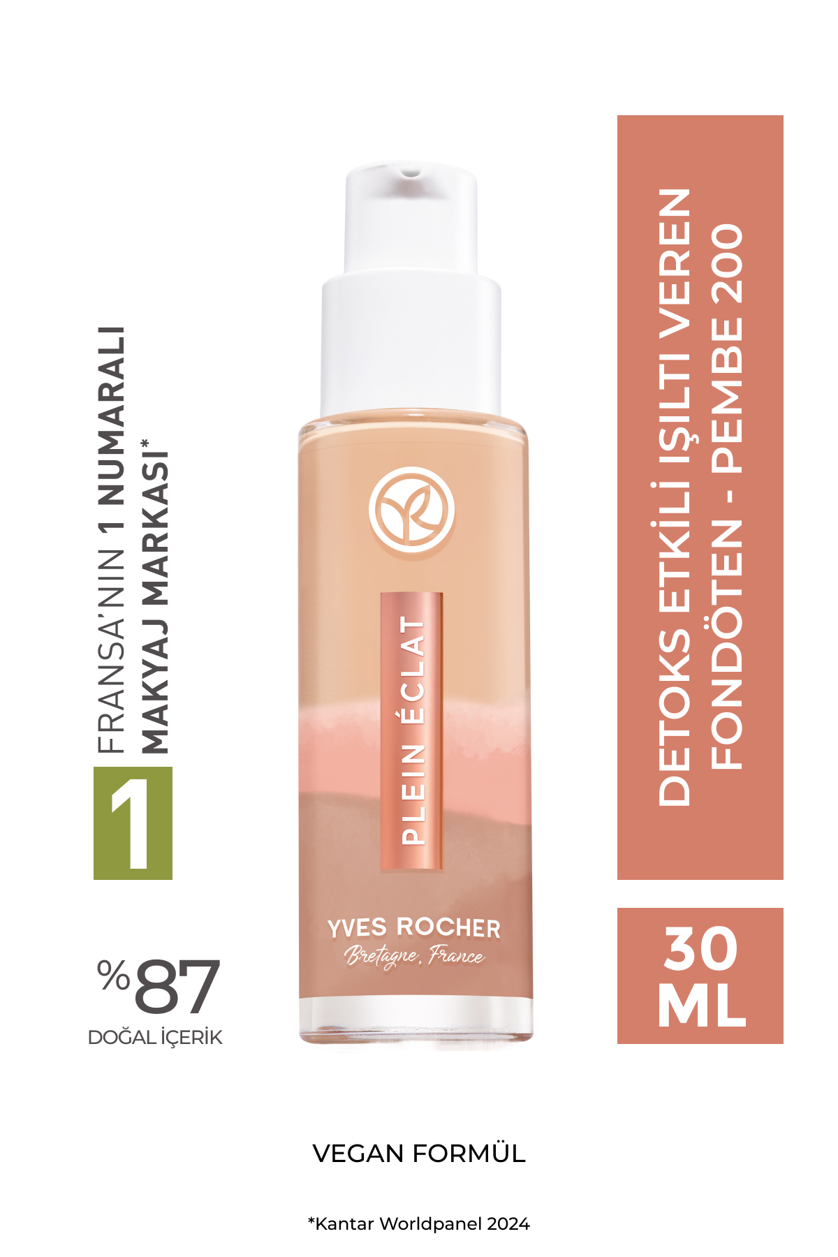 Yves Rocher کرم پودر درخشان با خاصیت detox رنگ صورتی 200
