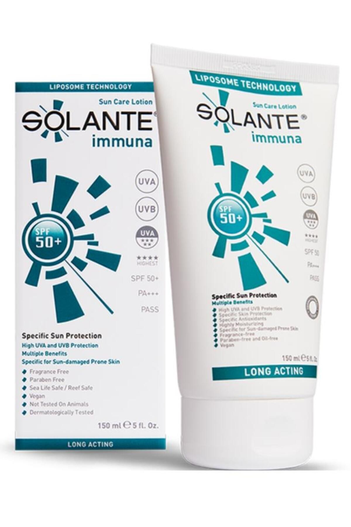 Solante لوسیون ضد آفتاب محافظ برای پوست حساس لوسیون ایمونا SPF 50+ 150 میلی لیتر