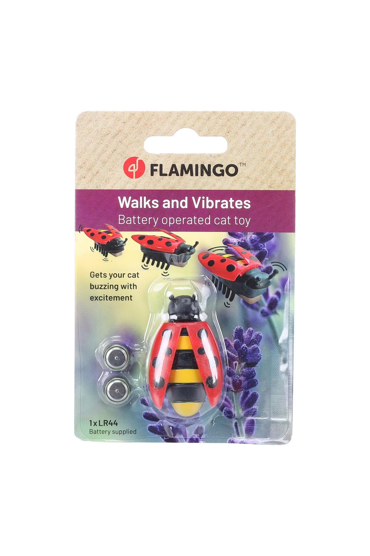 اسباب‌بازی گربه کفشدوزک پلاستیکی لرزشی و راه‌رونده فلامینگو Flamingo Spredda قرمز