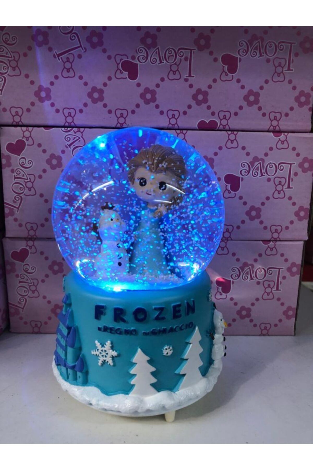 گوی برفی SNOW GLOBE منجمد ELSA OLAF FROZEN سایز بزرگ با موتور موزیکال و باتری سبک برقی از ترکیه cosy home gift