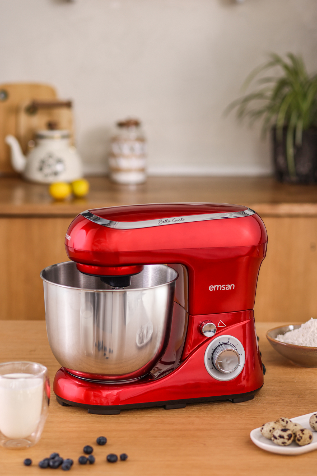 میکسر و ست استند قرمز BELLA GUSTO KITCHEN CHEF 1300W 5 LT اورجینال Emsan