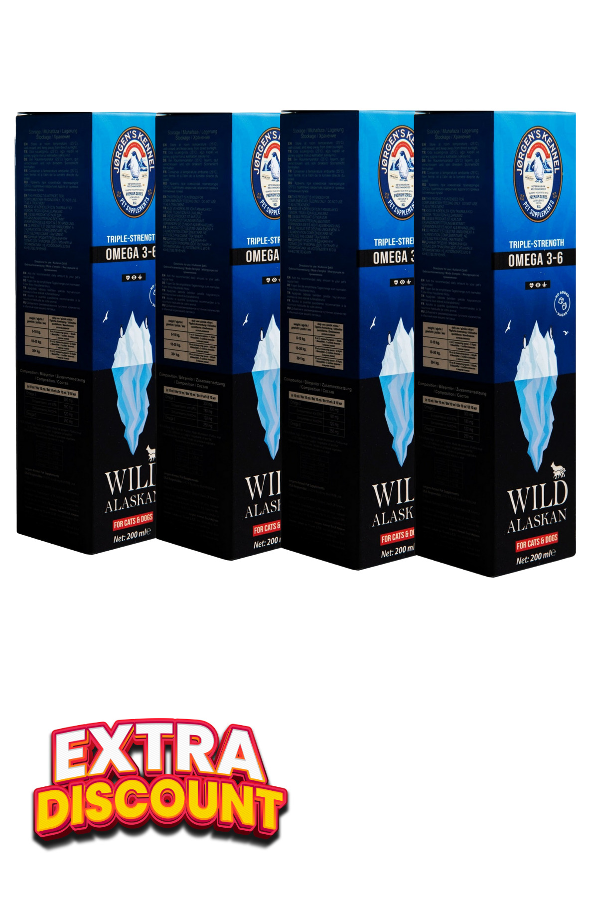 ست ۴ عددی روغن ماهی طبیعی امگا ۳ و ۶ Wild Alaskan Triple Strength جورگنز کنل Jorgens Kennel