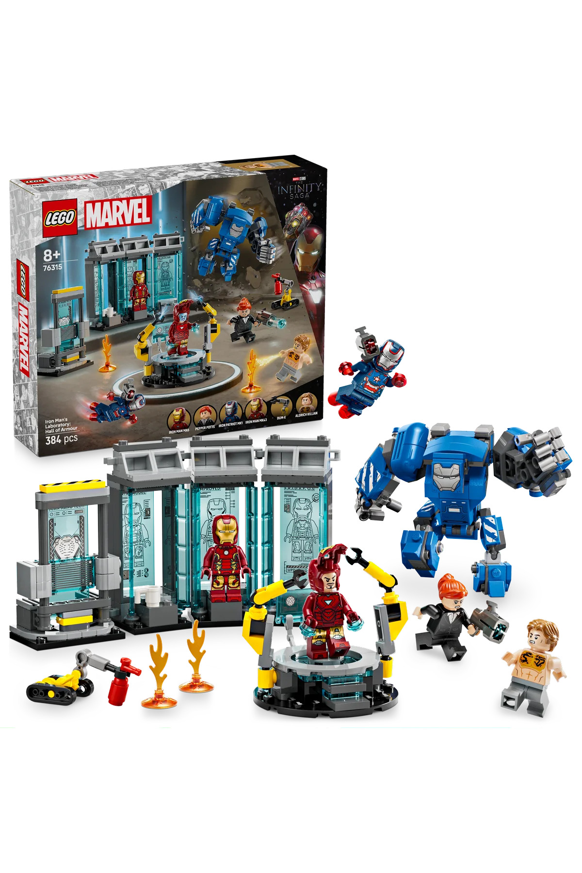 لگو و اسباب بازی های ساخت محور ® ǀ MARVEL IRON MAN'S LABORATORY: HALL OF ARMOR 76315 8+ CREATIVE TOY BUILDING SET 384P اورجینال LEGO