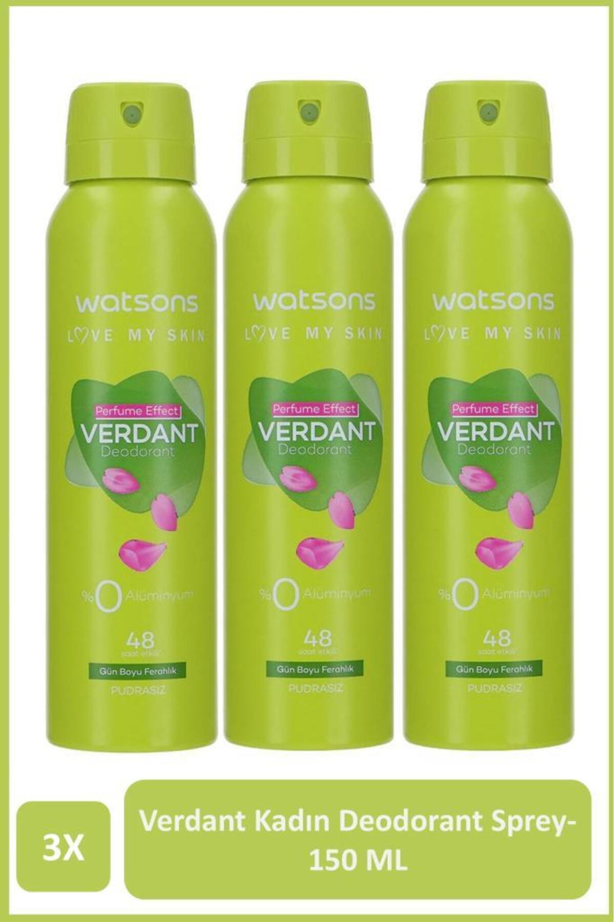 اسپری دئودورانت زنانه واتسونز Watsons Verdant، بدون پودر، بسته ۳ عددی (هرکدام ۱۵۰ میلی‌لیتر)