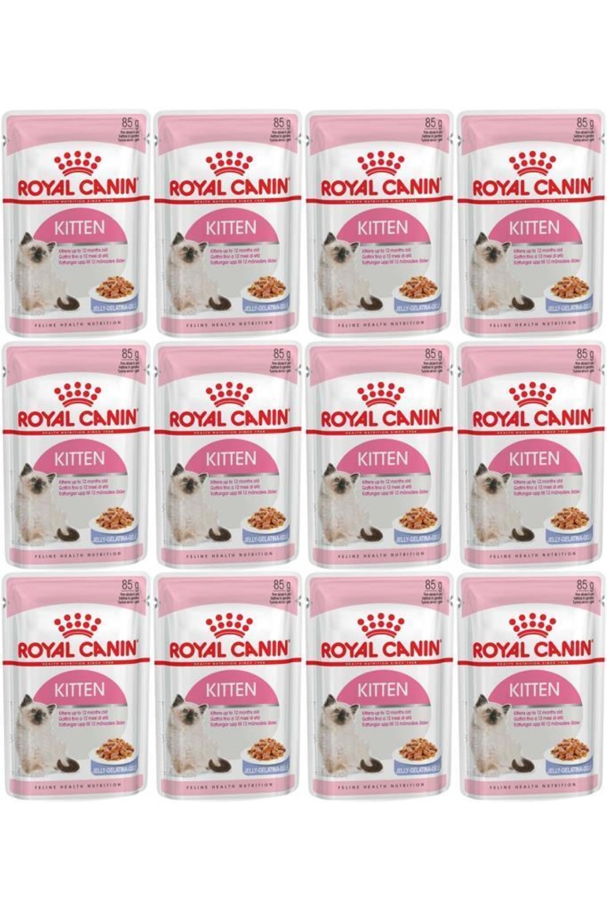 غذای مرطوب ژله‌ای بچه‌گربه رویال کنین Royal Canin، طعم مرغ، ۱۲ عدد ۸۵ گرمی