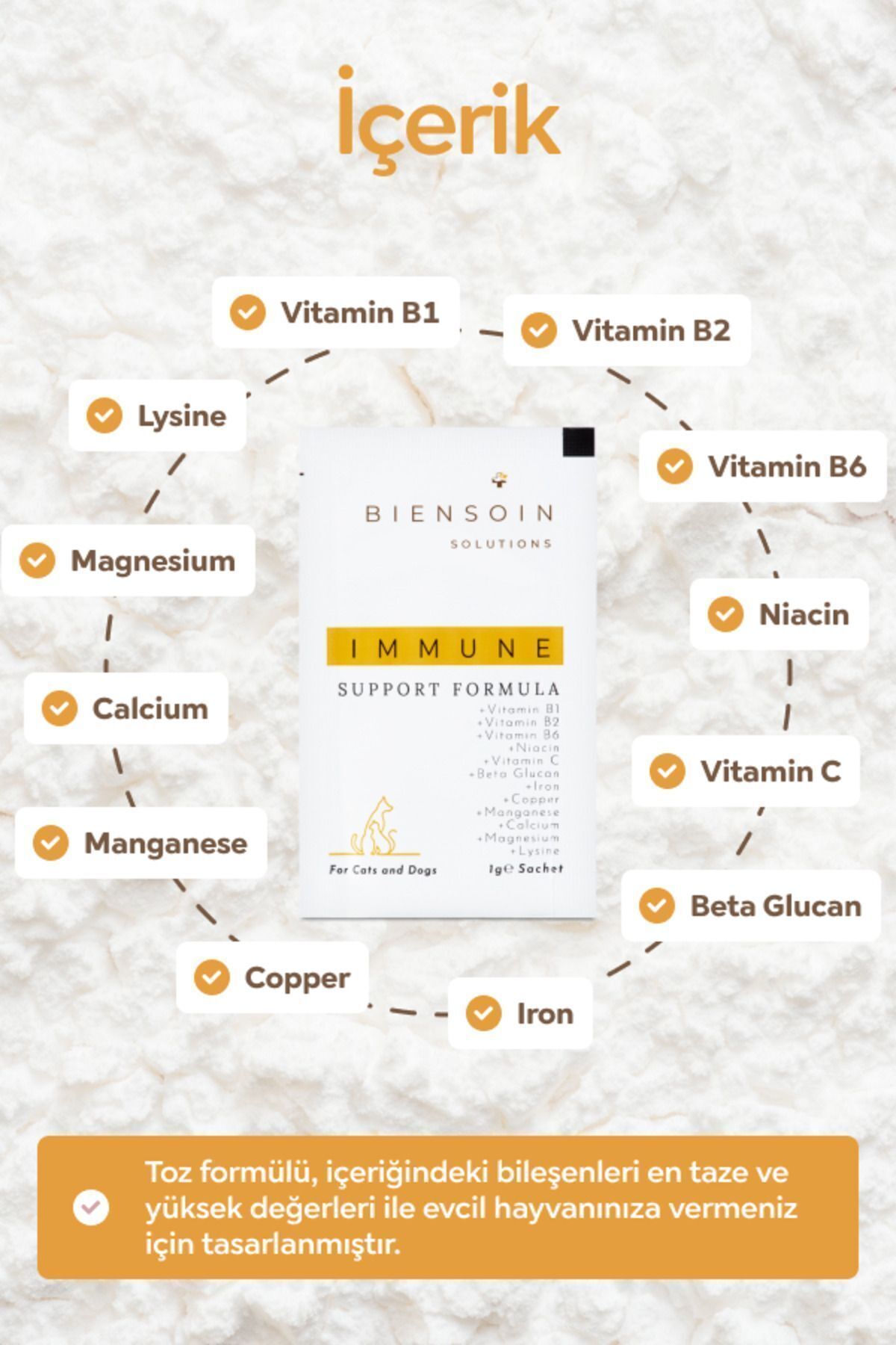 پودر ساشه‌ای سگ ۳۰×۱ گرم بیانسوئن سولوشنز Biensoin Solutions